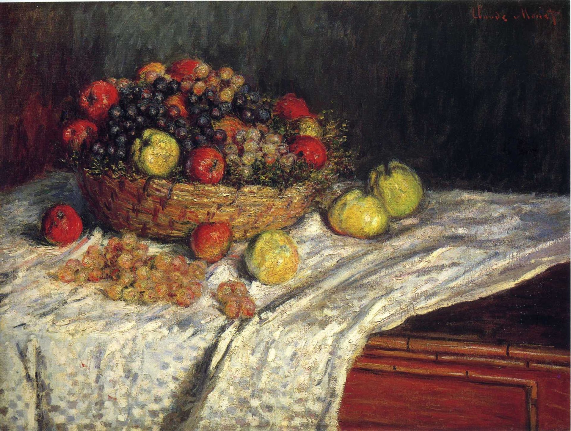 Fruit Basket with Apples and Grapes by Claude Monet