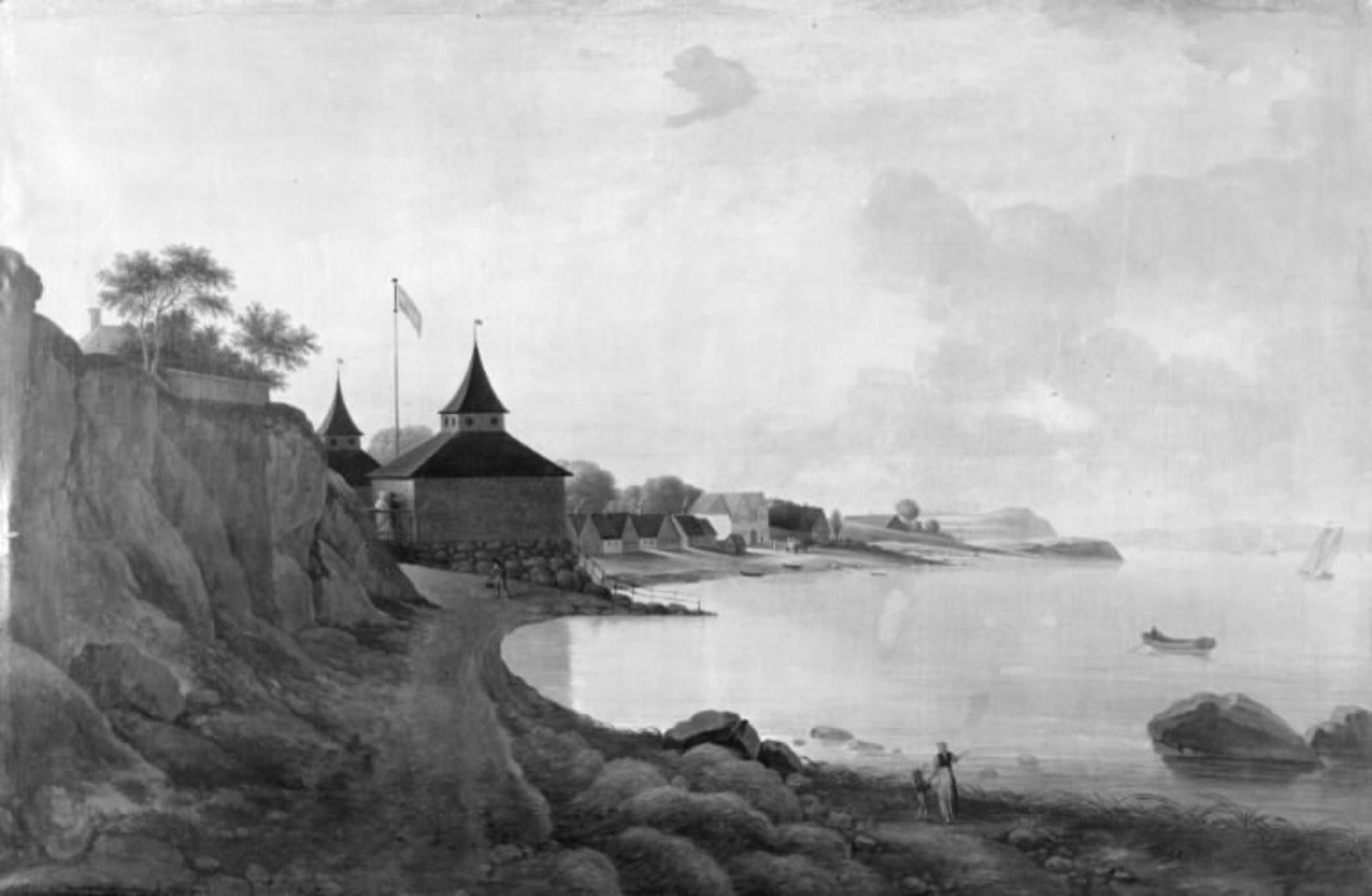 Landskab ved en bugt. Parti fra "Alexandria" ved Vedbæk by Christian David Gebauer