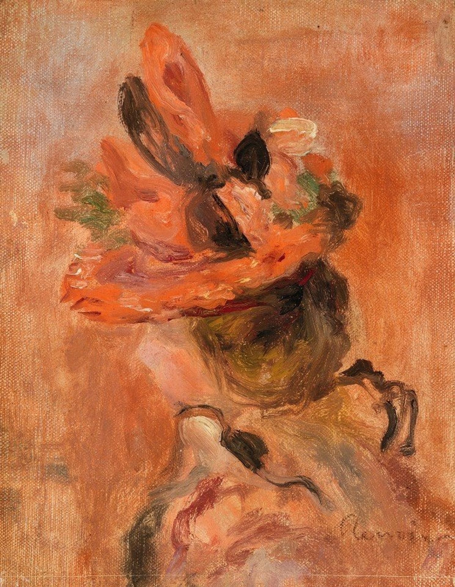 Woman’s Head with Red Hat by Pierre-Auguste Renoir