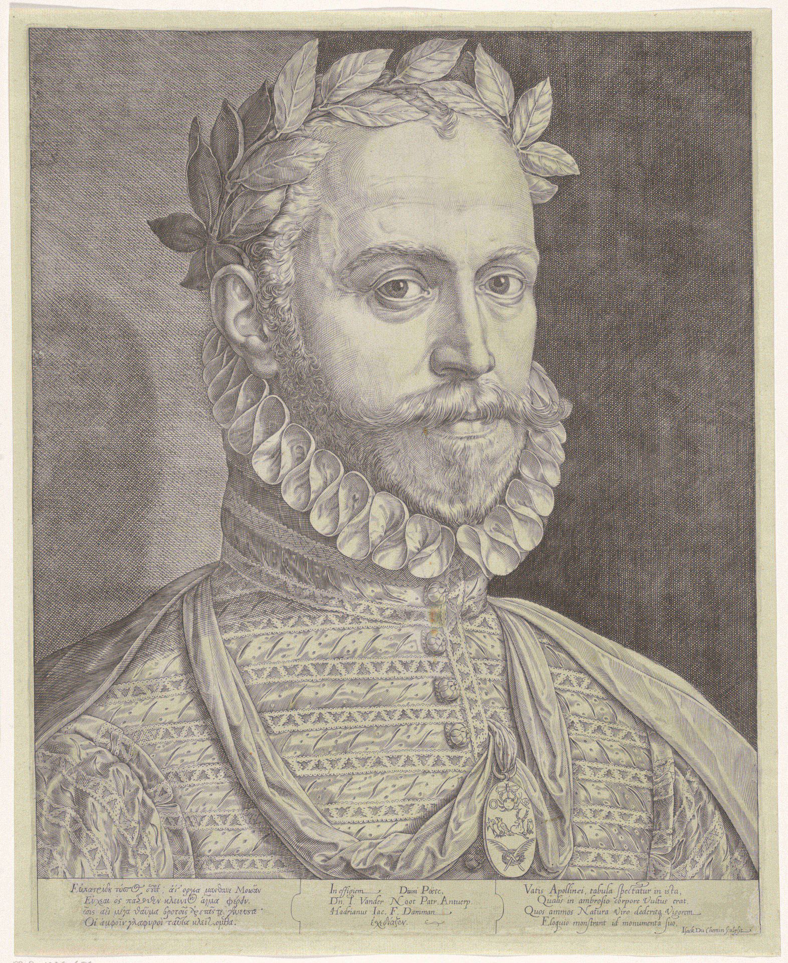 Portret van de dichter Jan Baptista van der Noot by Isaac Duchemin