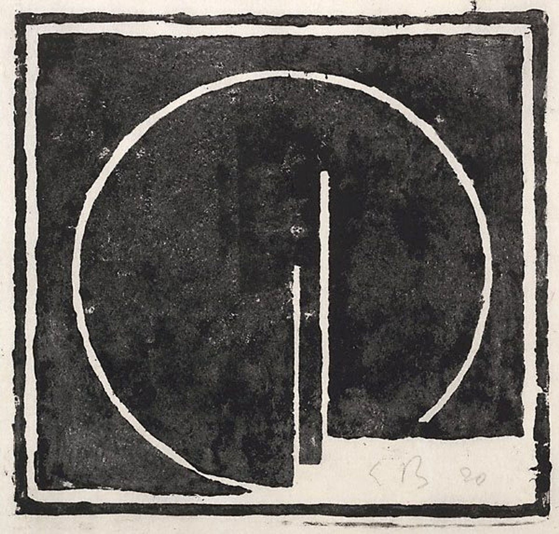 Open circle with two verticals by Erich Buchholz