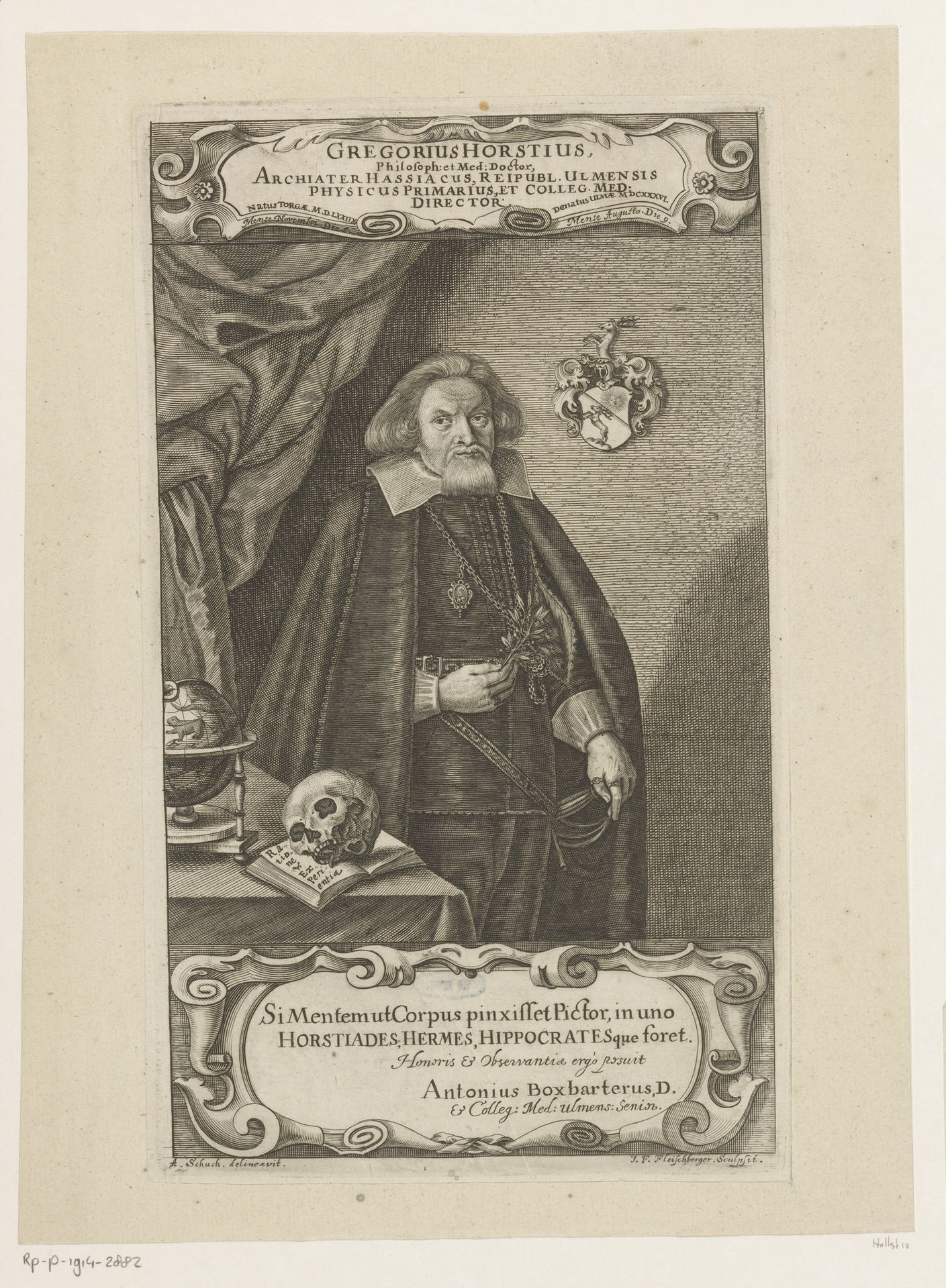 Portret van Gregor Horst by Johann Friedrich Fleischberger