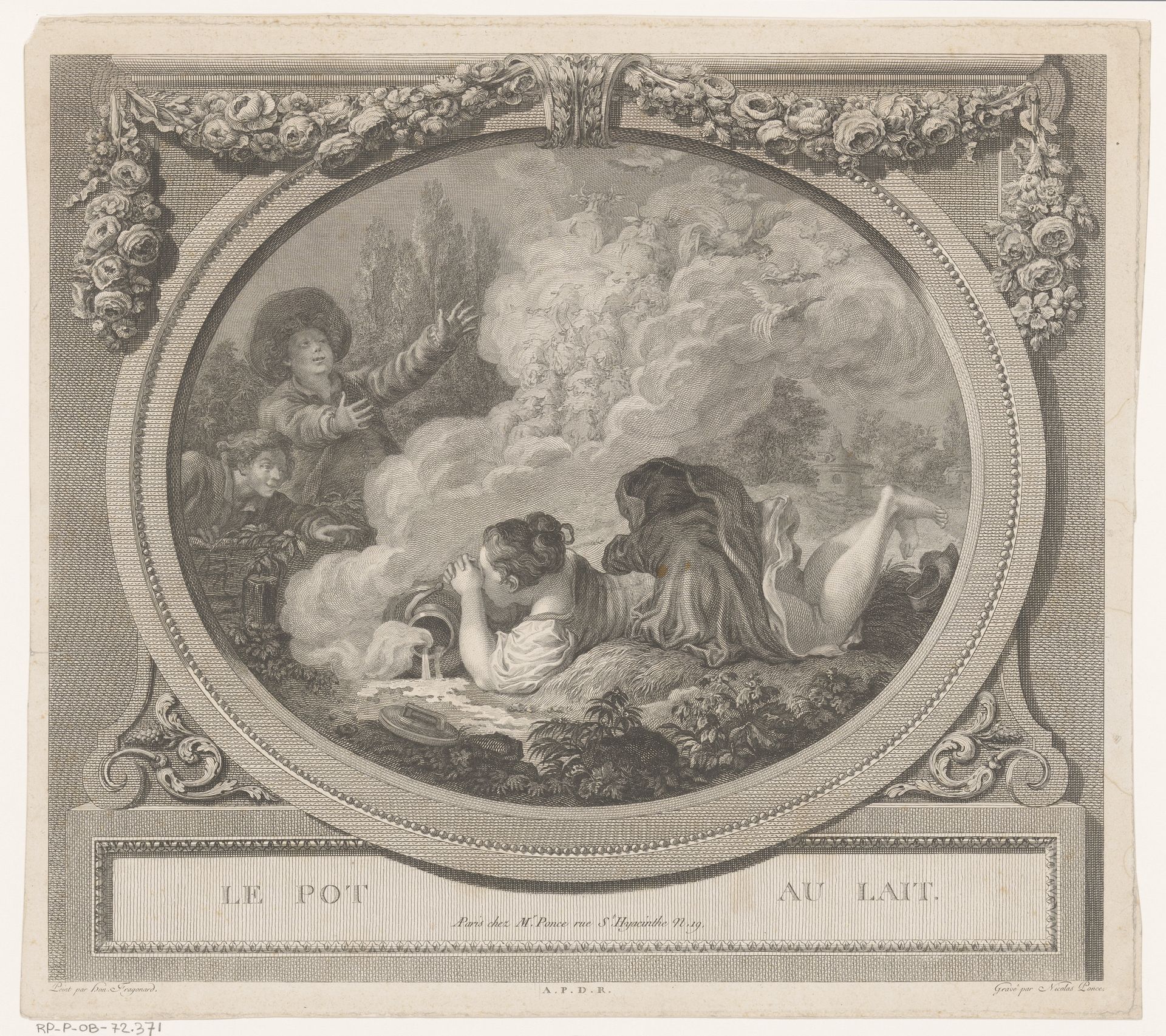 Melkmeisje struikelt met melkkan by Nicolas Ponce