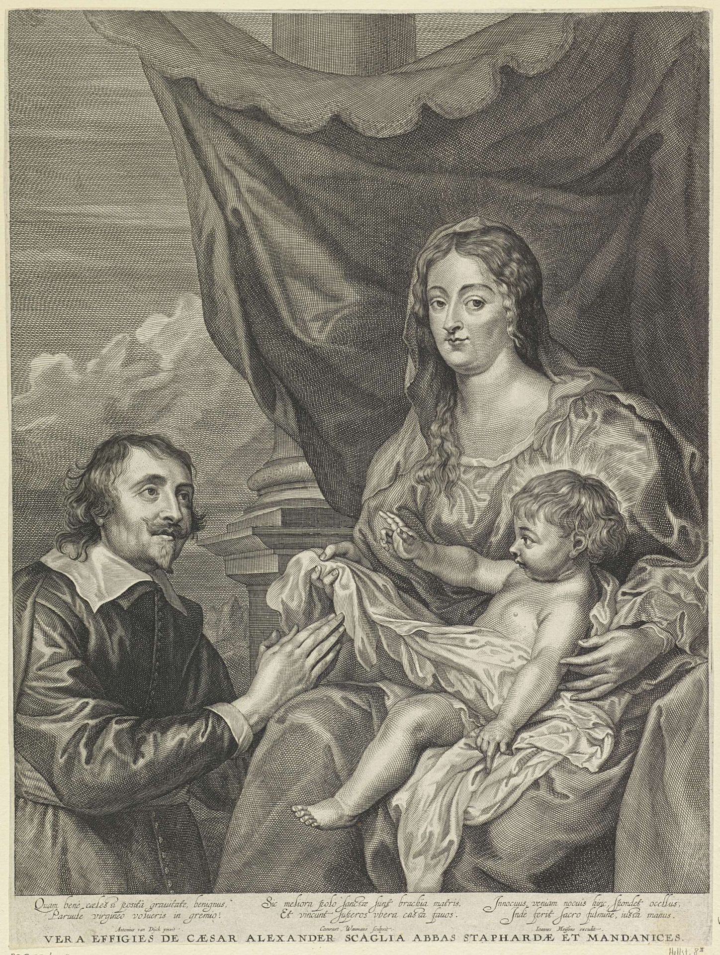 Maria en het Christuskind aanbeden door Cesare Alessandro Scaglia by Coenraet Waumans