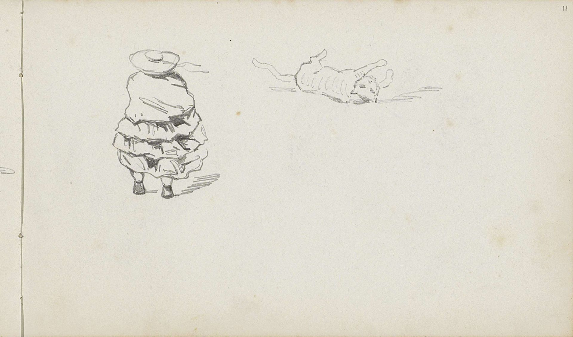Meisje met hoed en een liggende kat by Charles Rochussen