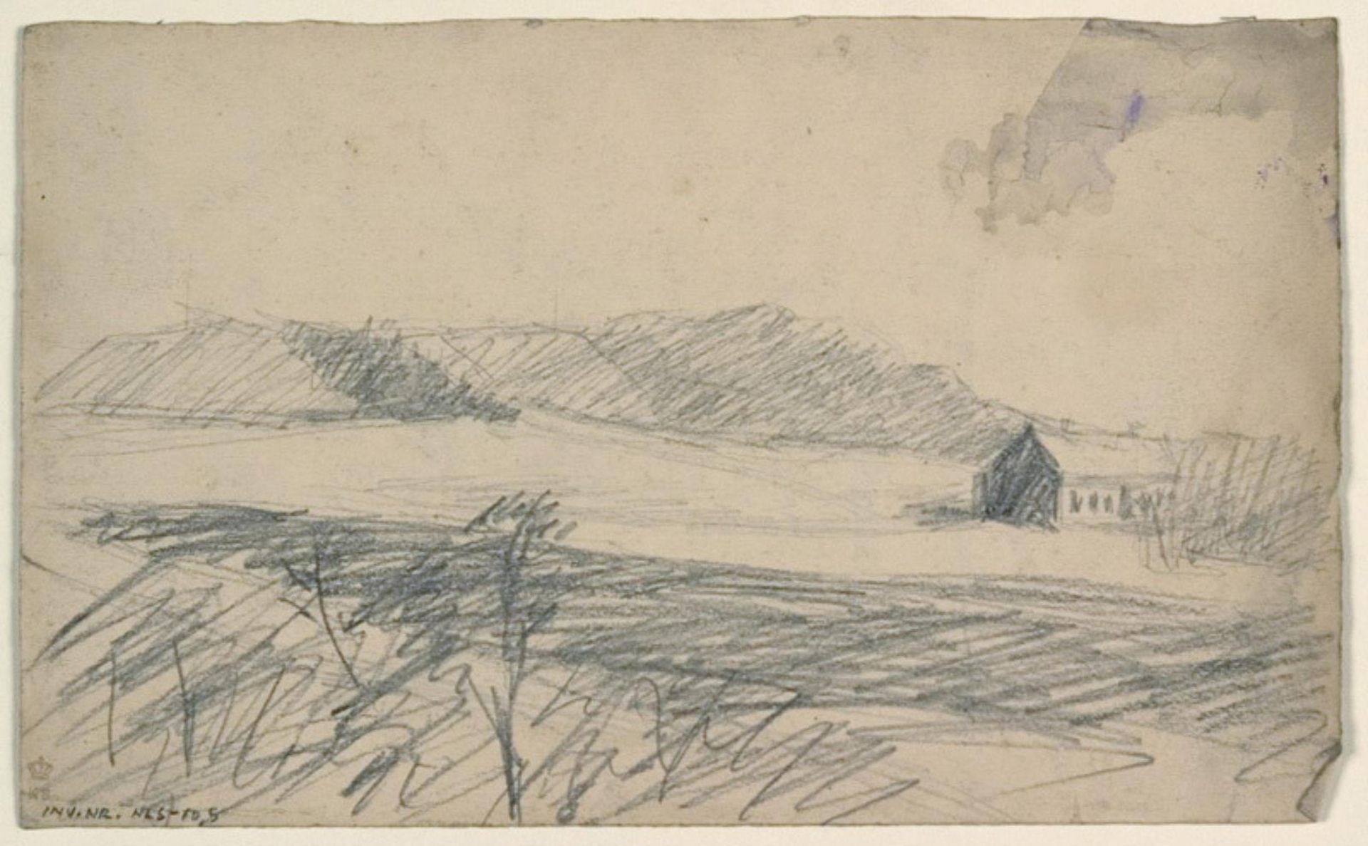 Landskab med et hus by Niels Larsen Stevns
