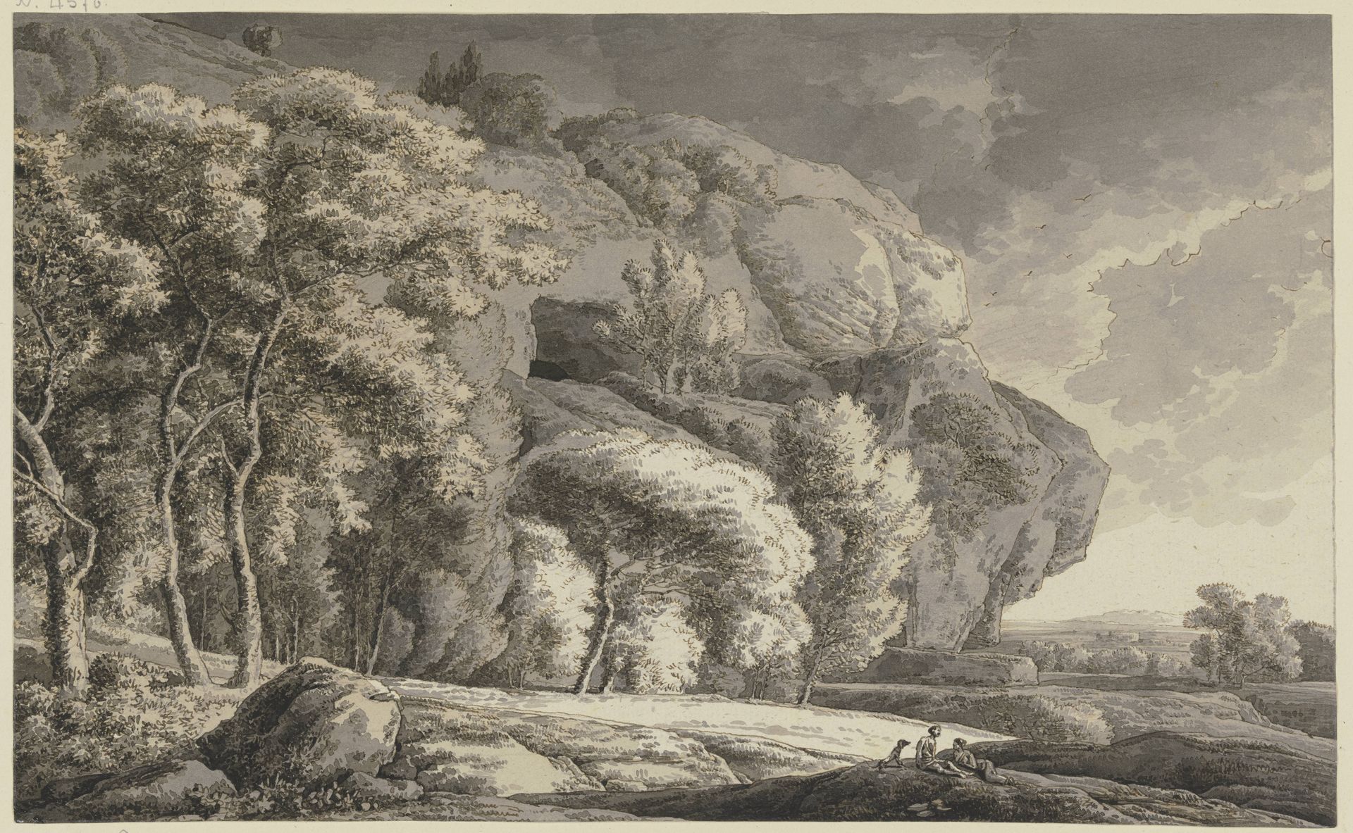 Felslandschaft, rechts weite Ebene by Franz Kobell