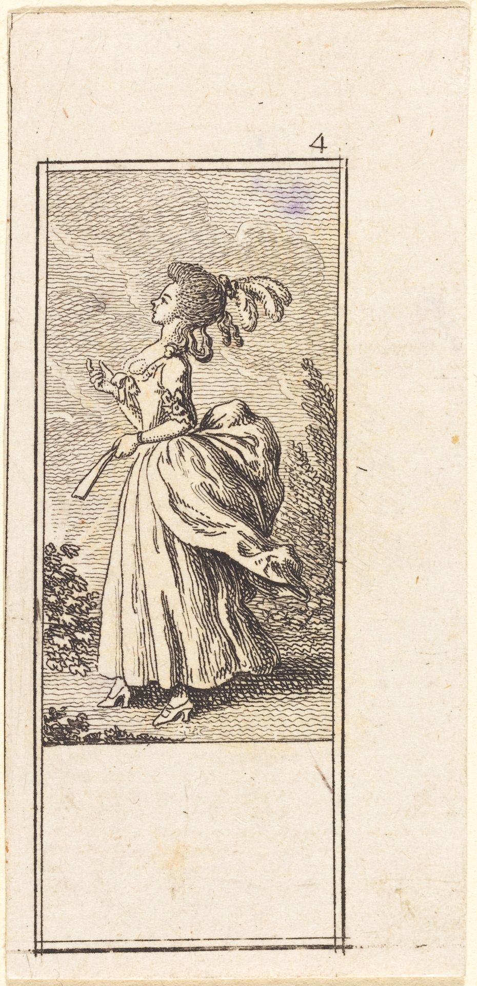 Girl with Fan, Facing Left by Daniel Nikolaus Chodowiecki