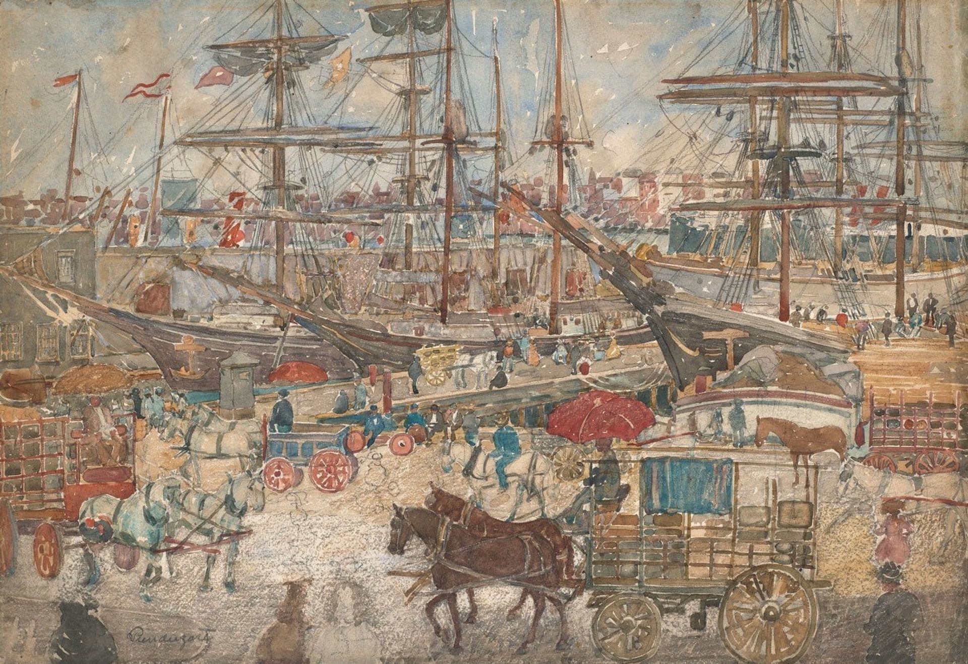 Docks,East Boston by Maurice Prendergast