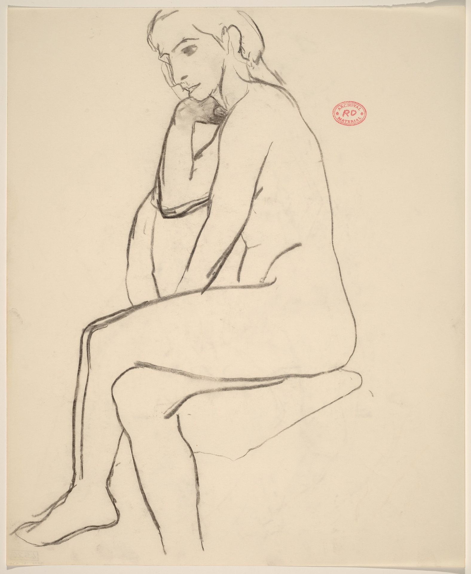 Untitled [seated female nude with crossed legs: side view] by Richard Diebenkorn