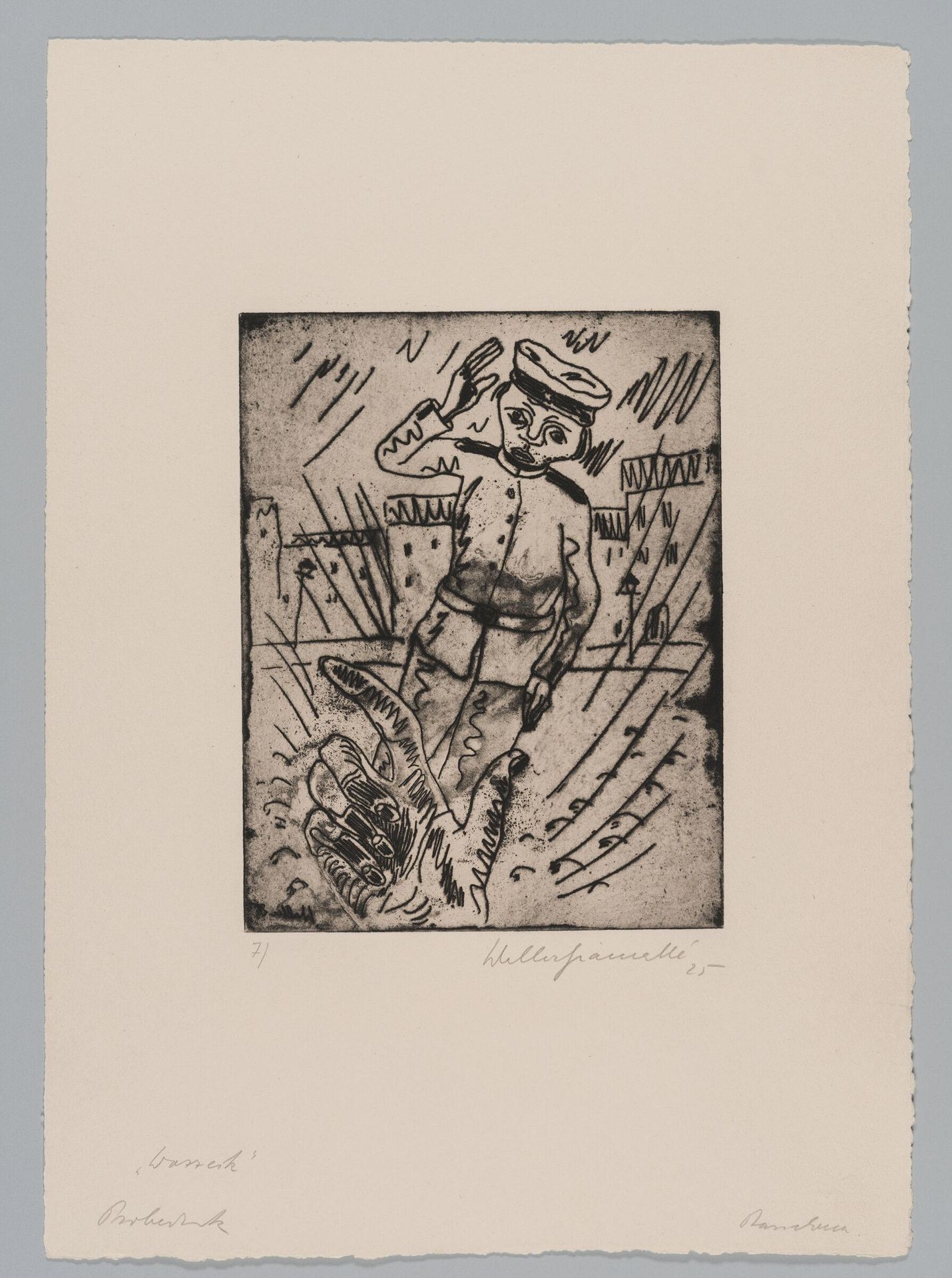 Sheet VII, Wozzeck in the Street, the Captain's Hand Beckons Him by Walter Gramatté