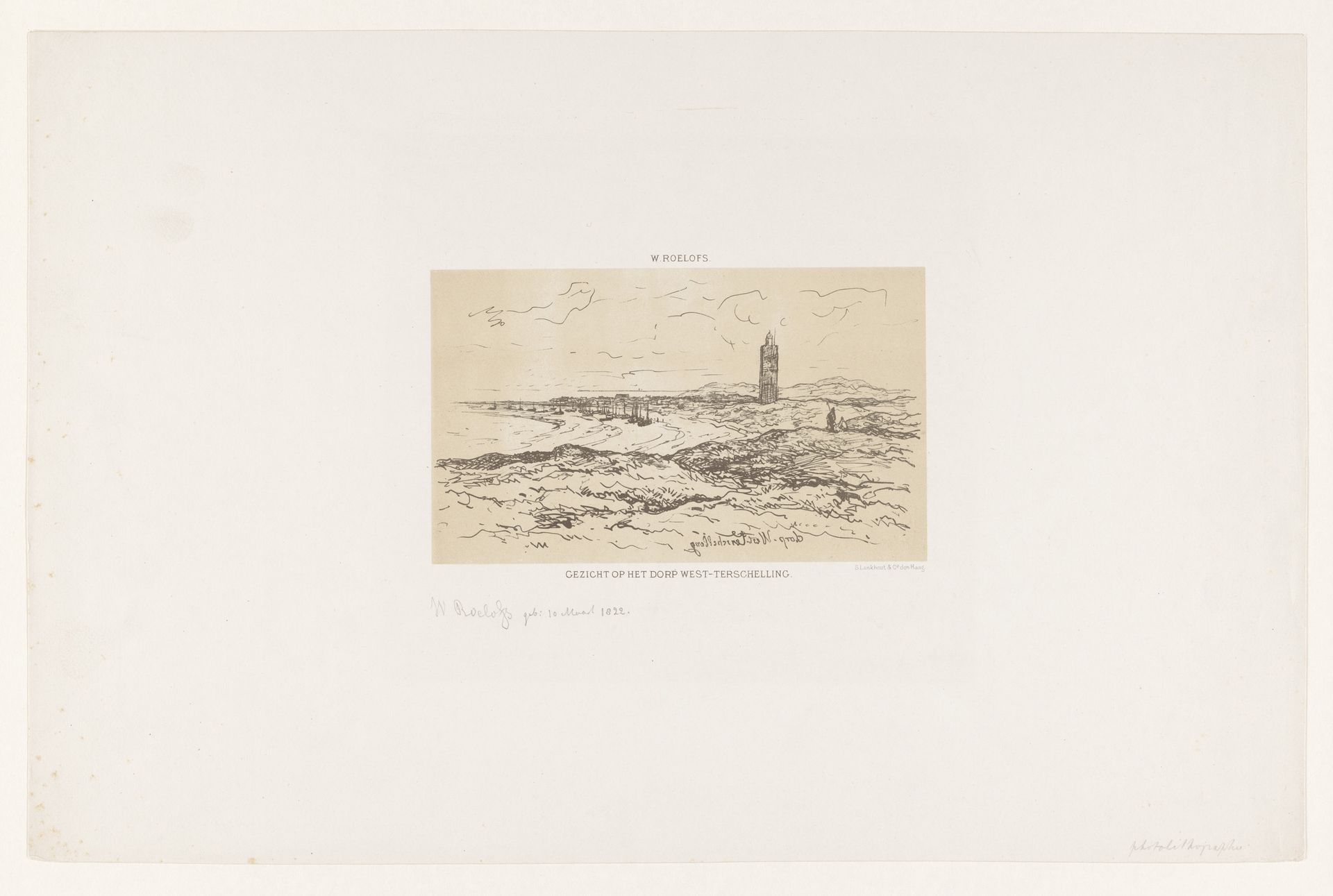 Gezicht op het dorp West-Terschelling by Willem Roelofs