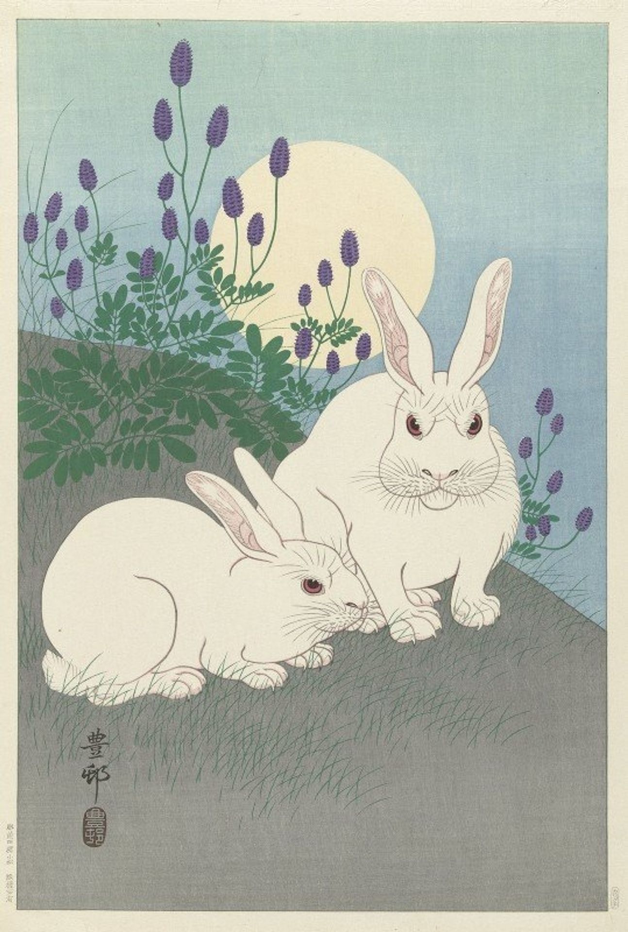 Rabbits at full size by Ohara Koson