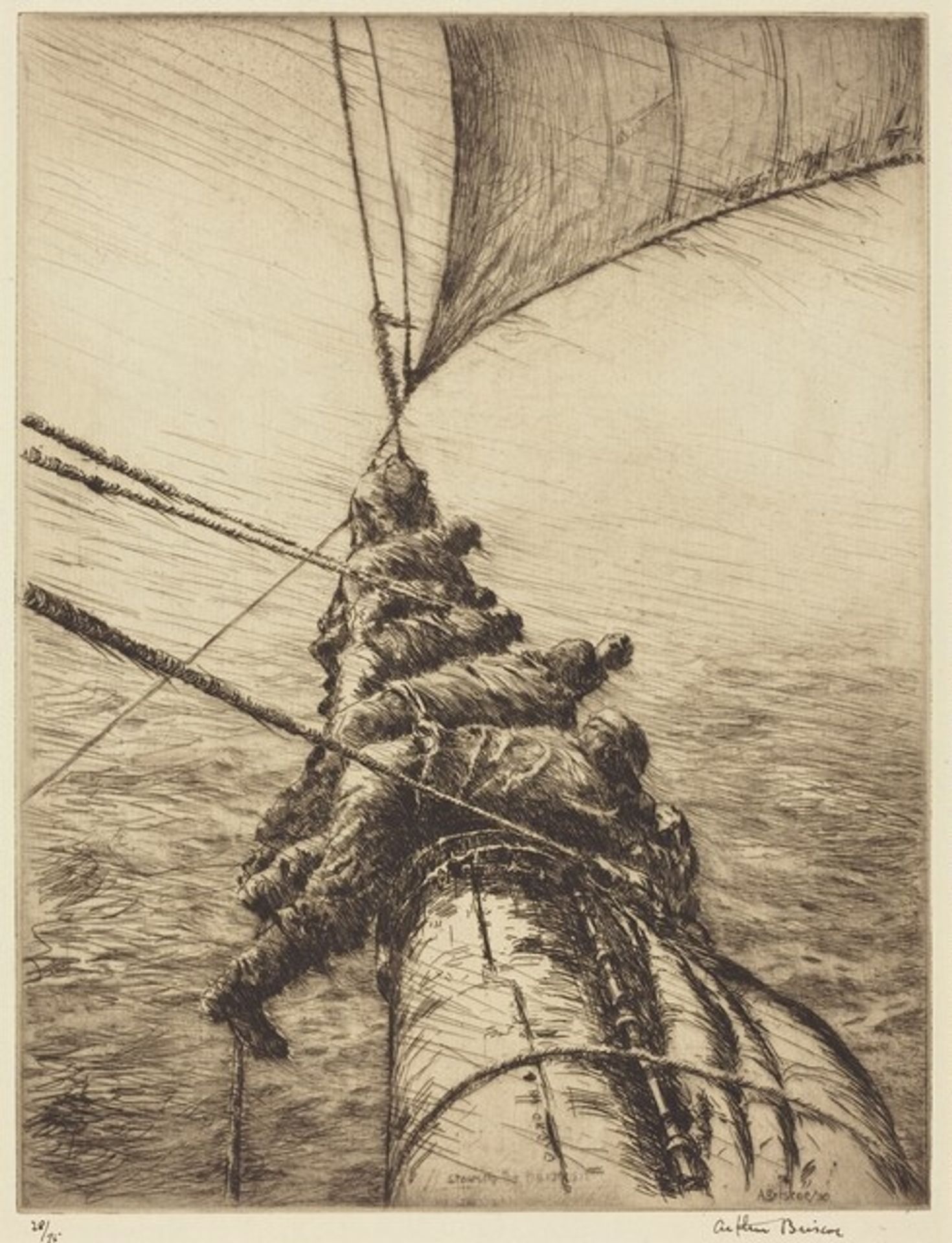 Stowing the Mainsail by Arthur Briscoe
