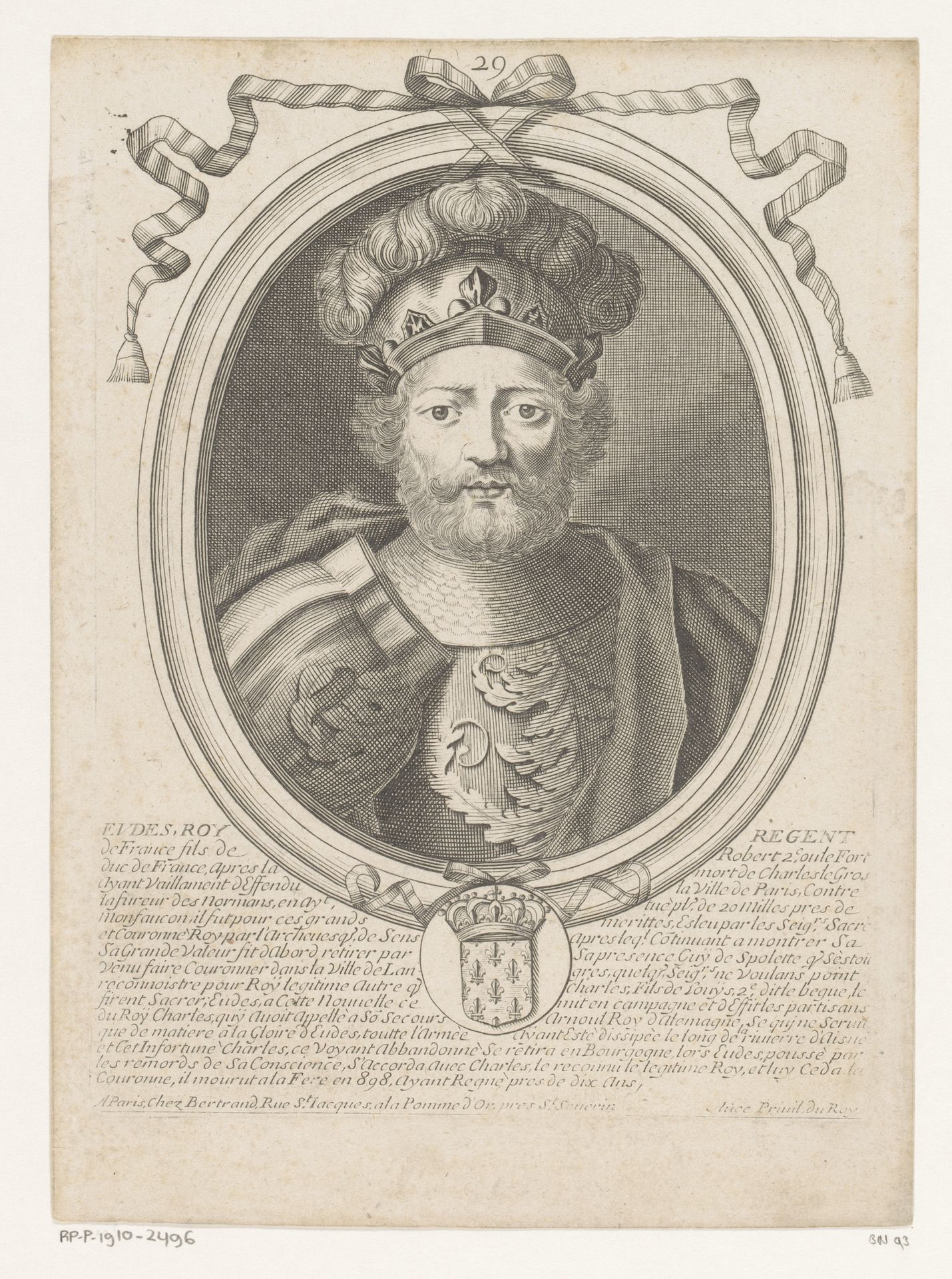 Portret van Odo I by Nicolas de (I) Larmessin