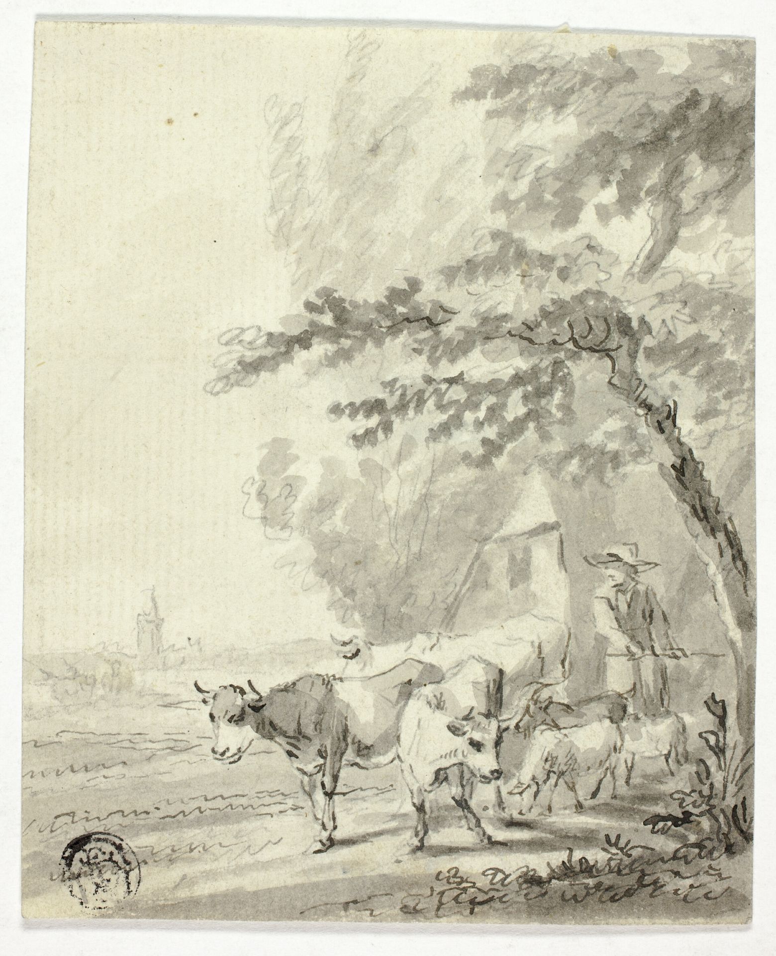 Man Herding Cows and Sheep by Nicolaes Berchem