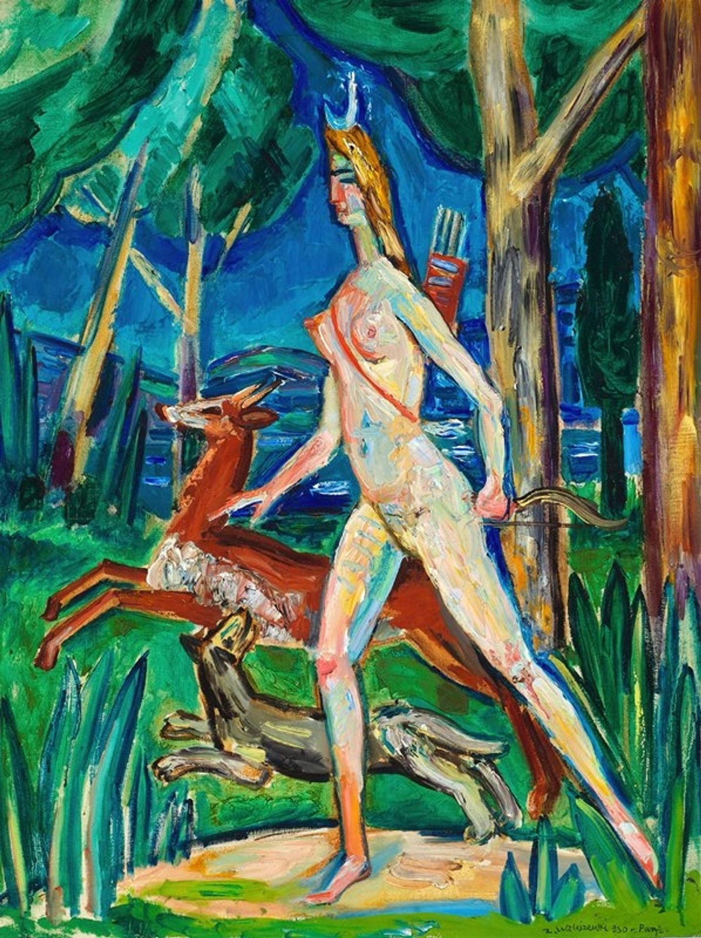 Diana in the forest by Zygmunt Waliszewski