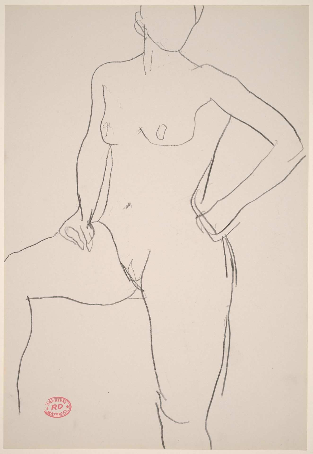 Untitled [standing female nude with raised right leg] by Richard Diebenkorn