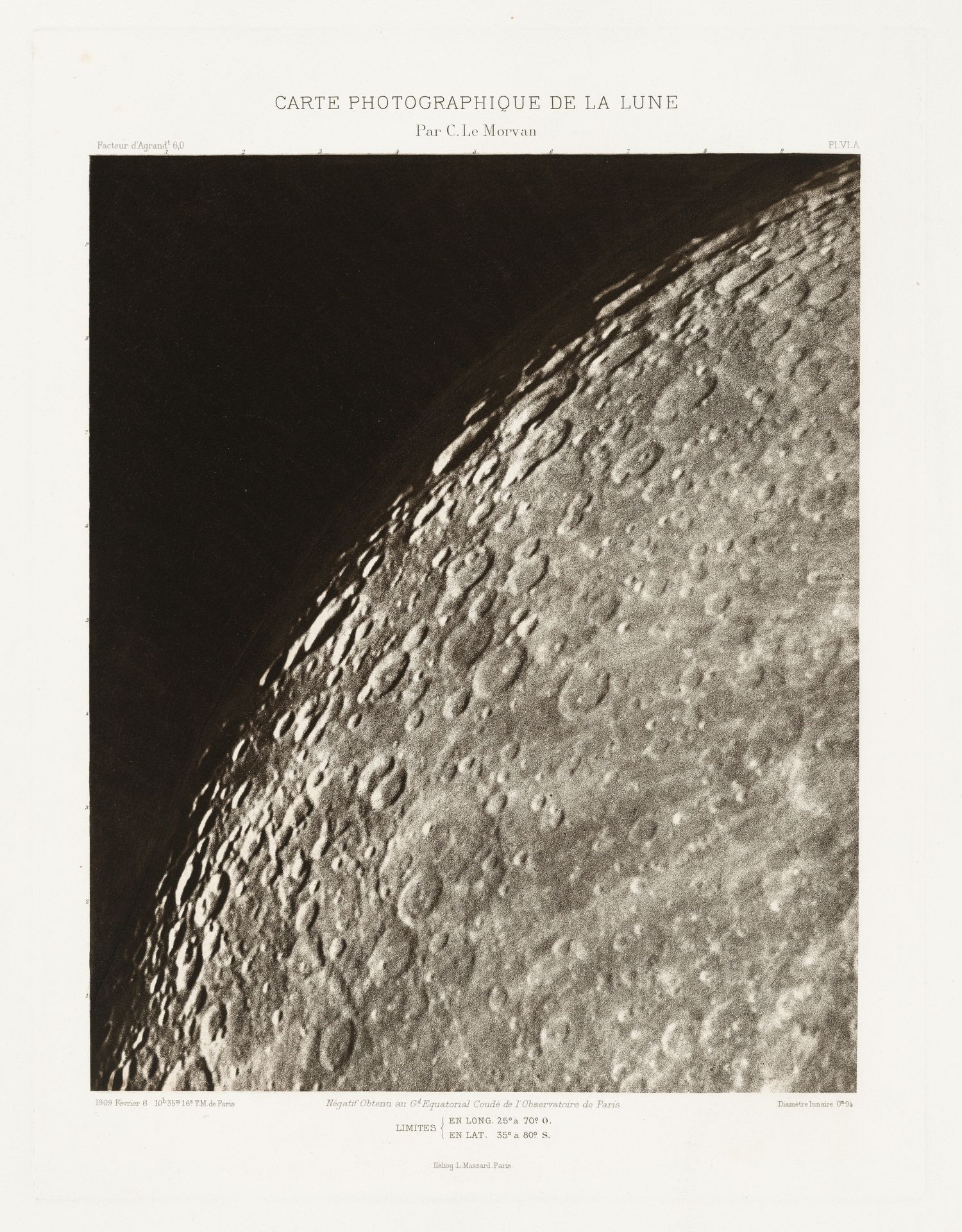 Carte photographique de la lune, planche VI.A (Photographic Chart of the Moon, plate VI.A) by Charles Le Morvan