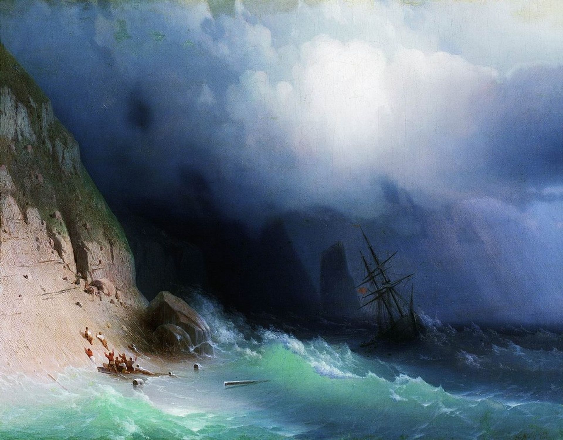 The Shipwreck near rocks by Ivan Konstantinovich Aivazovsky