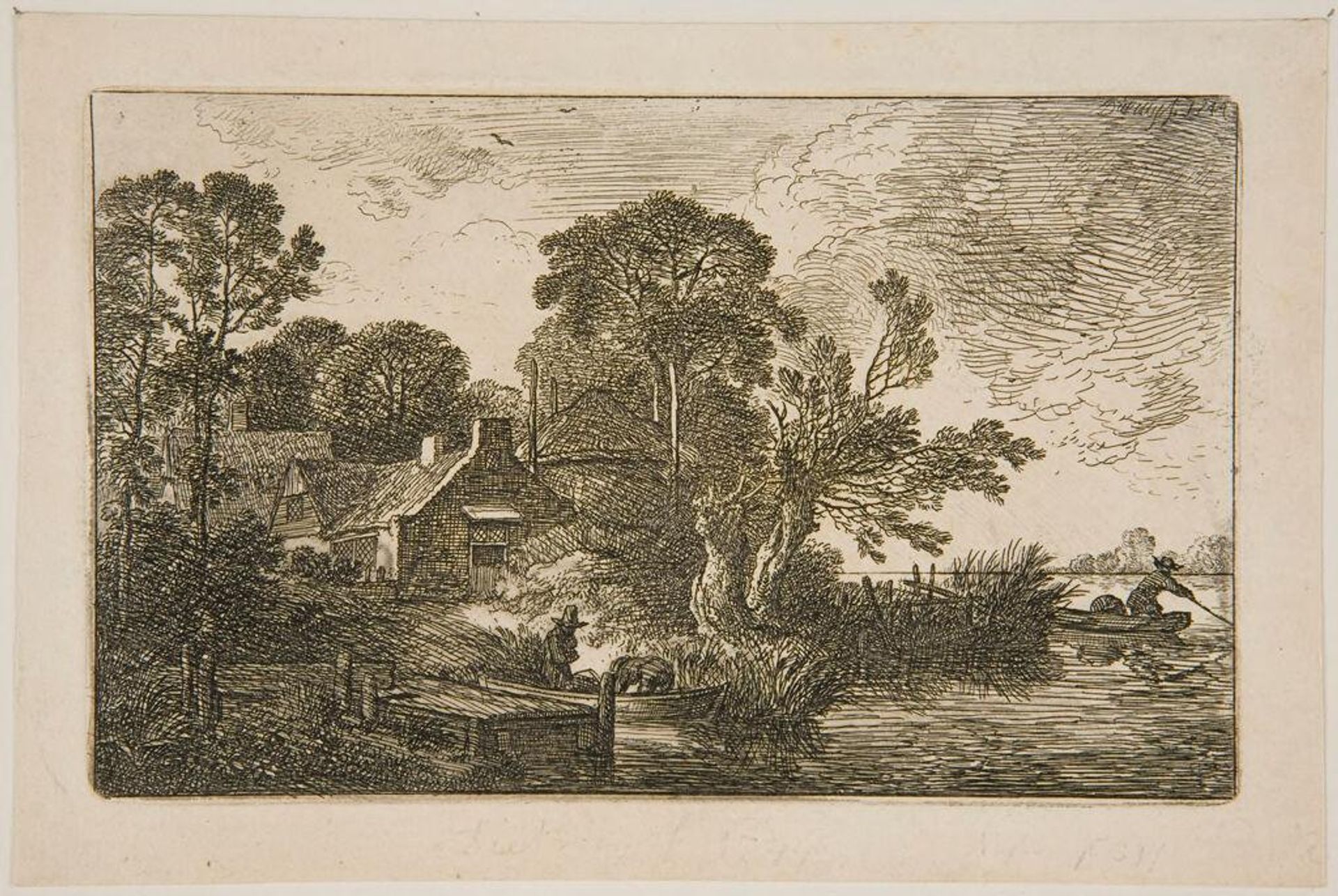 Fishermen's huts by the water by Christian Wilhelm Ernst Dietrich