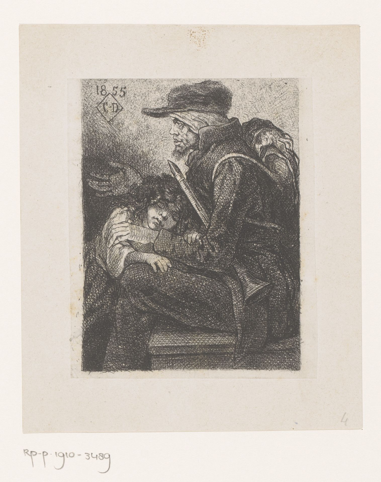 Straatmuzikant met kind en klarinet by Charles De Groux