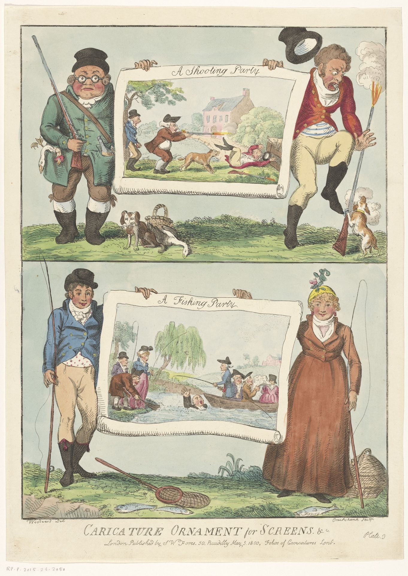 Jagend en vissend gezelschap by George Cruikshank