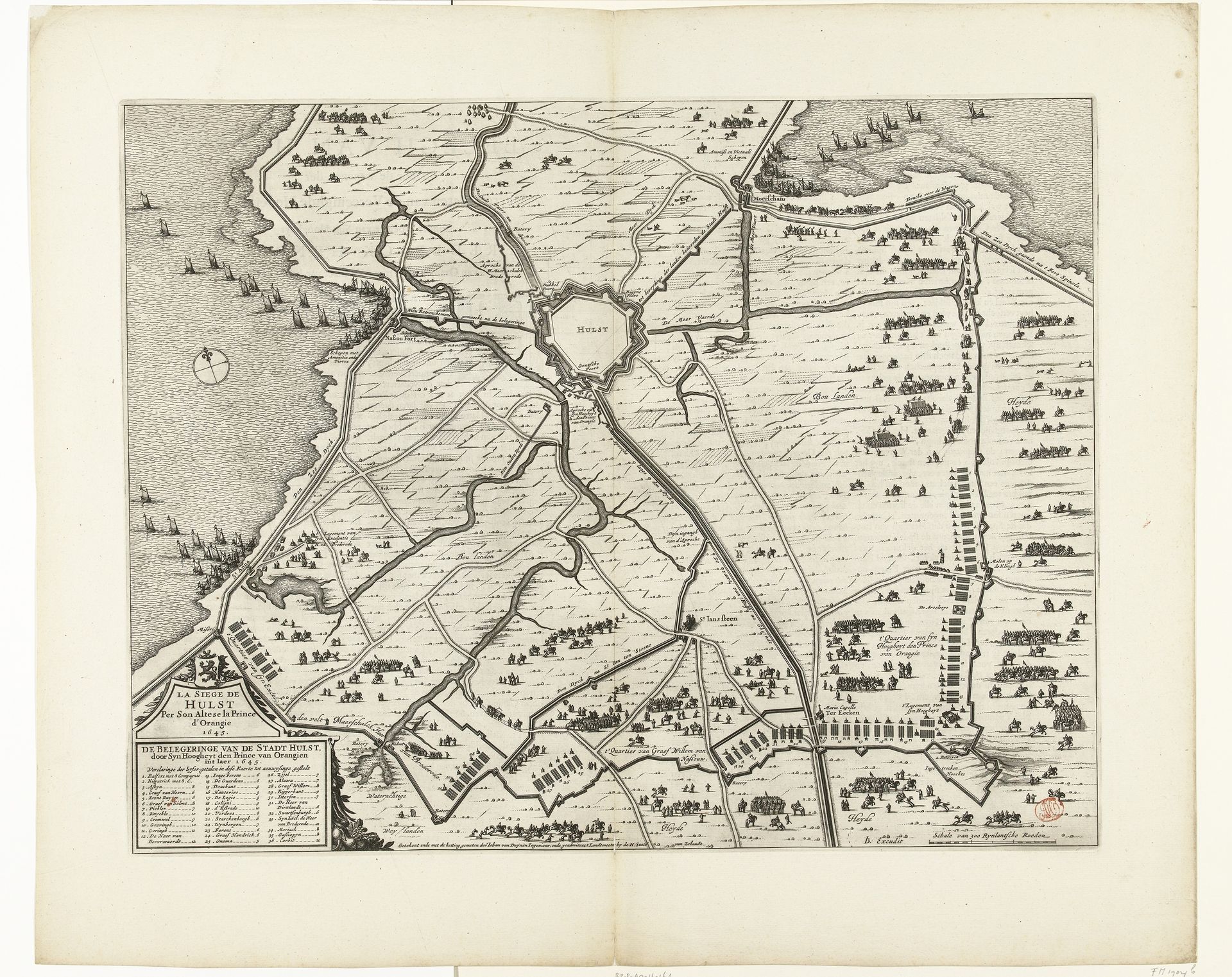 Beleg van Hulst door Frederik Hendrik, 1645 by Claes Jansz. Visscher