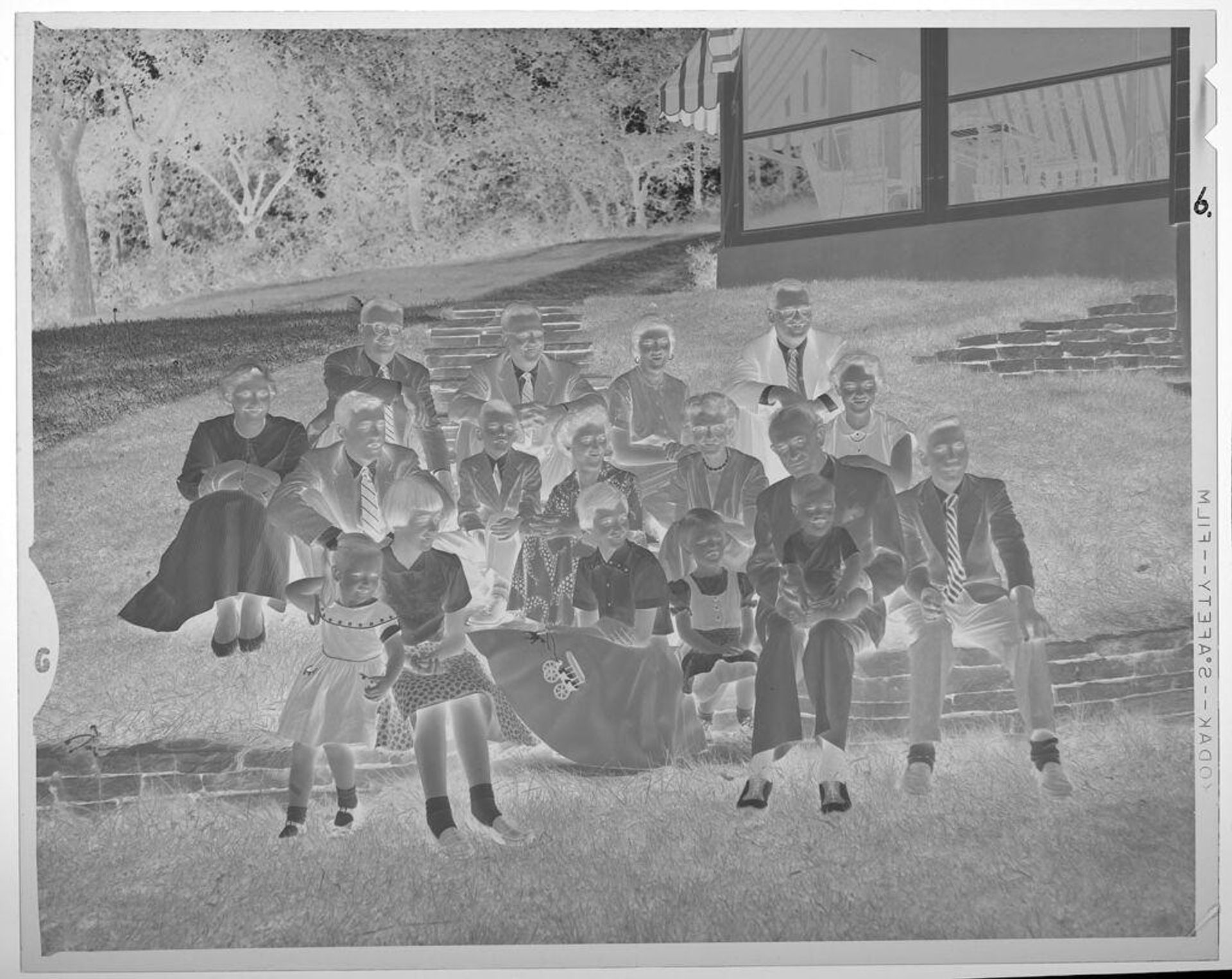 Untitled (family portrait: large group of people on lawn outside house) by Lucian and Mary Brown