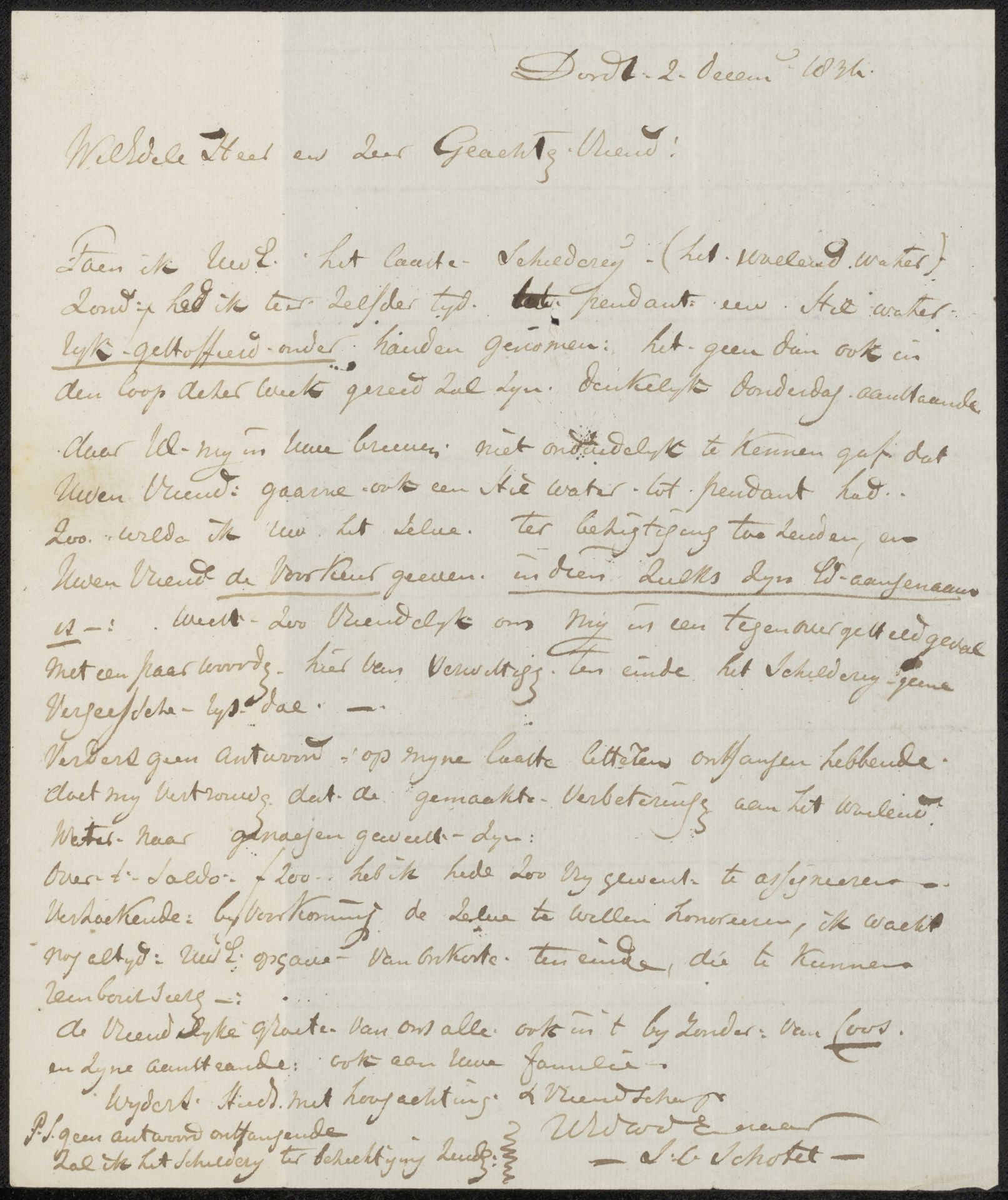Brief aan anoniem by Johannes Christiaan Schotel