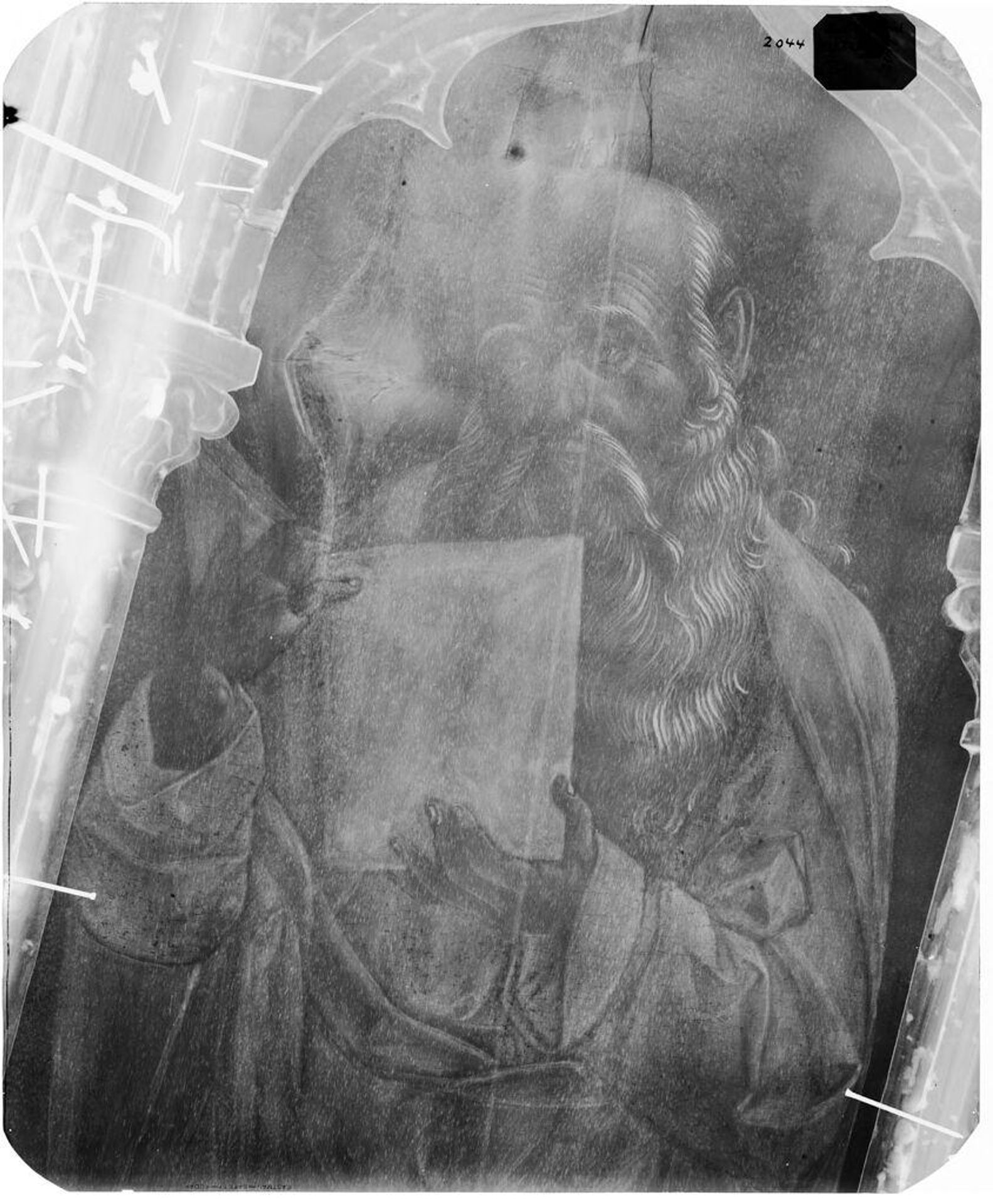 X-radiograph(s) of "Virgin and the Dead Christ with the Ascension and saints" by Artist of original: School of Bartolomeo Vivarini