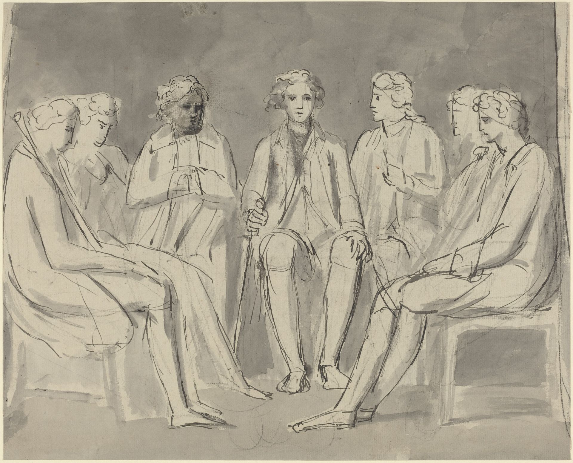 Group of Men Seated in a Circle [recto] by William Blake