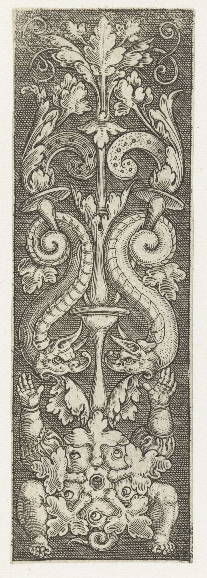 Ornament met vijfogig fantasiewezen by Monogrammist AC (16e eeuw)