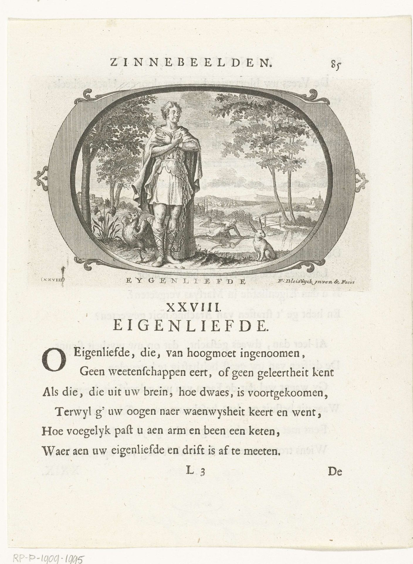 Embleem met allegorie op eigenliefde by François van Bleyswijck