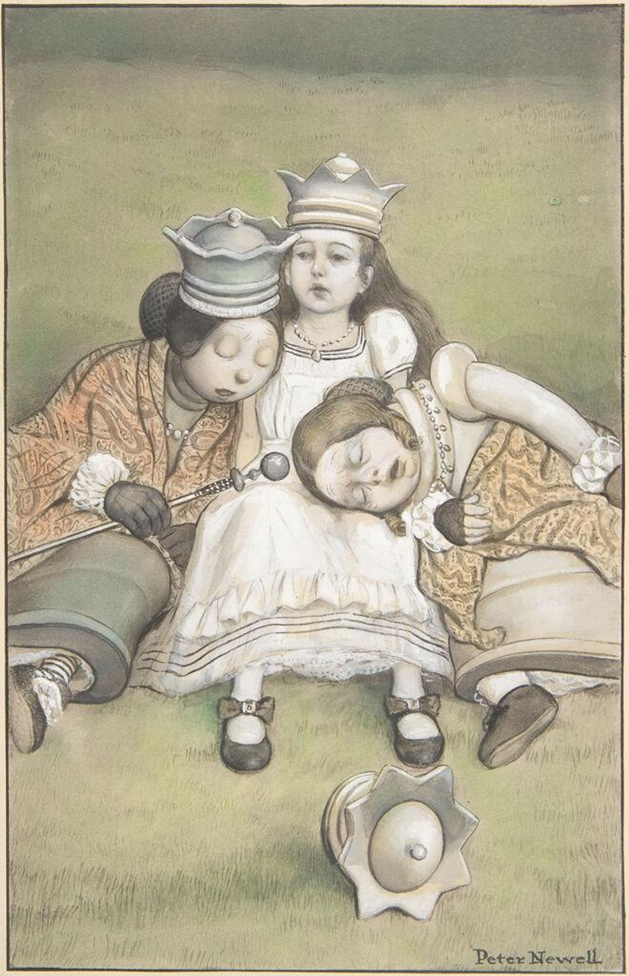 Alice Between Two Sleeping Queens, from "Through the Looking-Glass" by Peter Newell