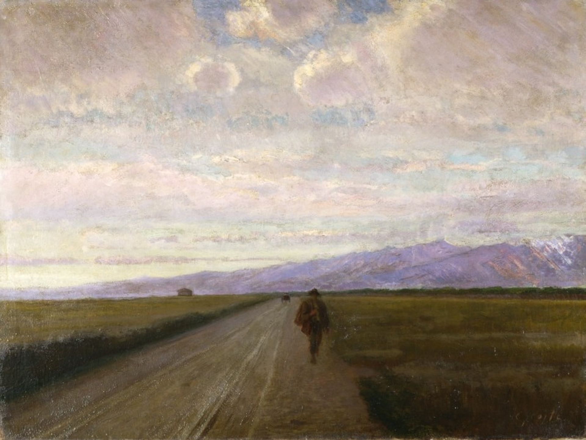 Road on the plain by Giovanni (Nino) Costa