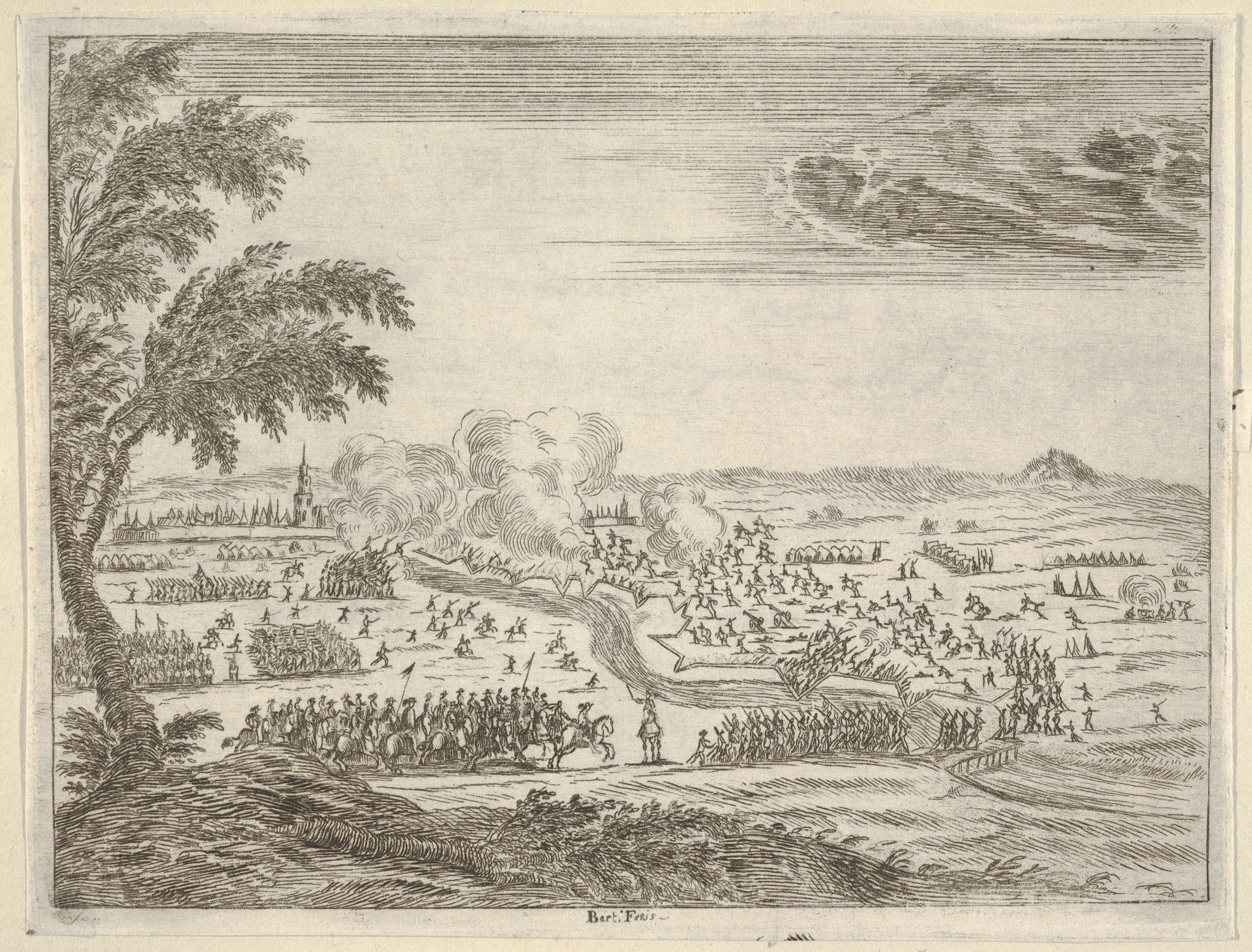 Francesco I d'Este Sets Out for the Seige of Cremona, Crosses the Trench Between Himself and the Spanish, and Takes the City with Great Force, from L'Idea di un Principe ed Eroe Cristiano in Francesco I d'Este, di Modena e Reggio Duca VIII [...] by Bartolomeo Fenice (Fénis)