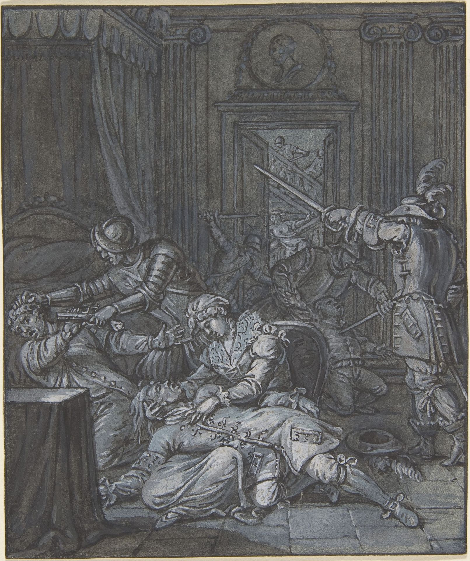 Interior scene with soldiers pillaging by Anonymous