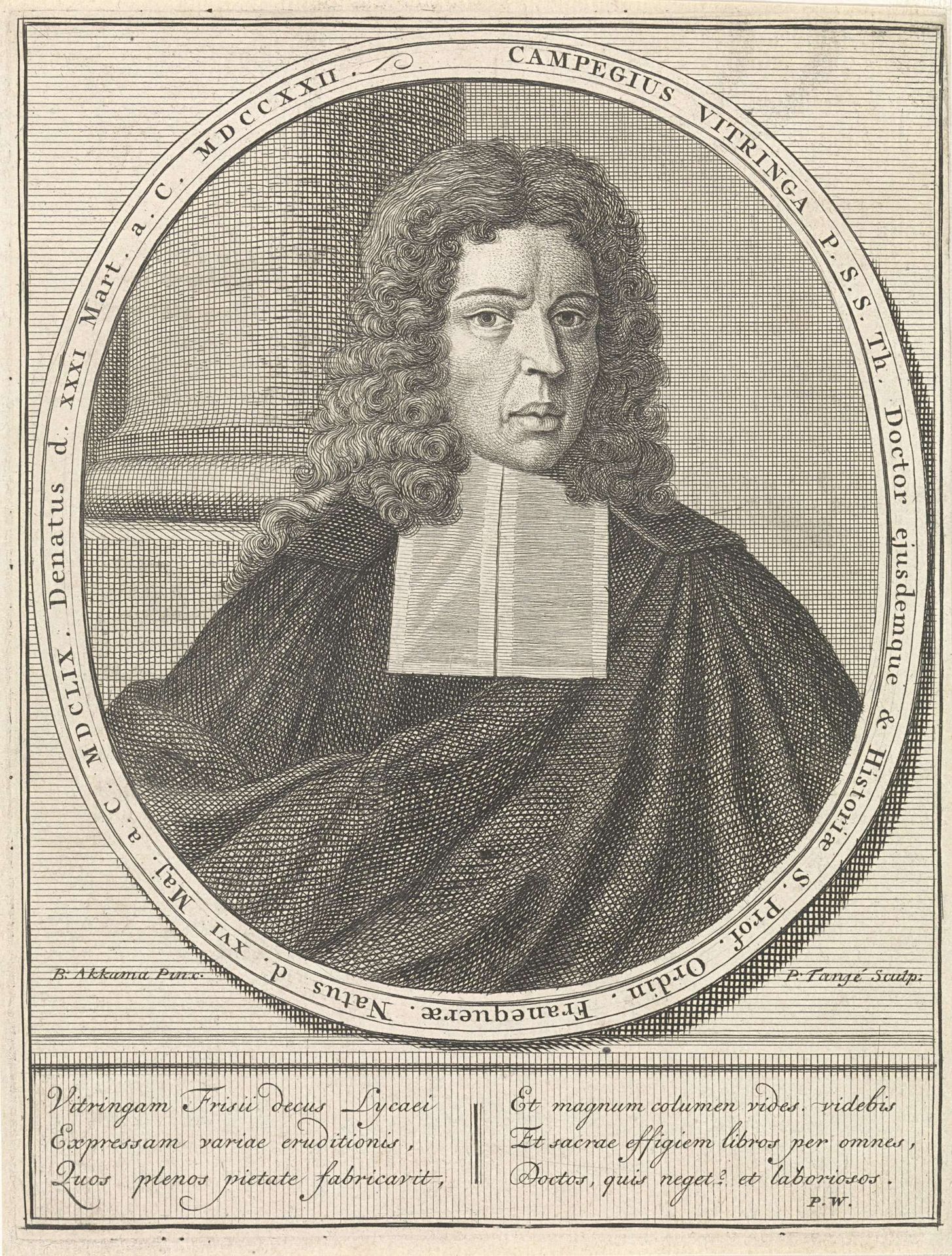 Portret van Campegius Vitringa by Pieter Tanjé
