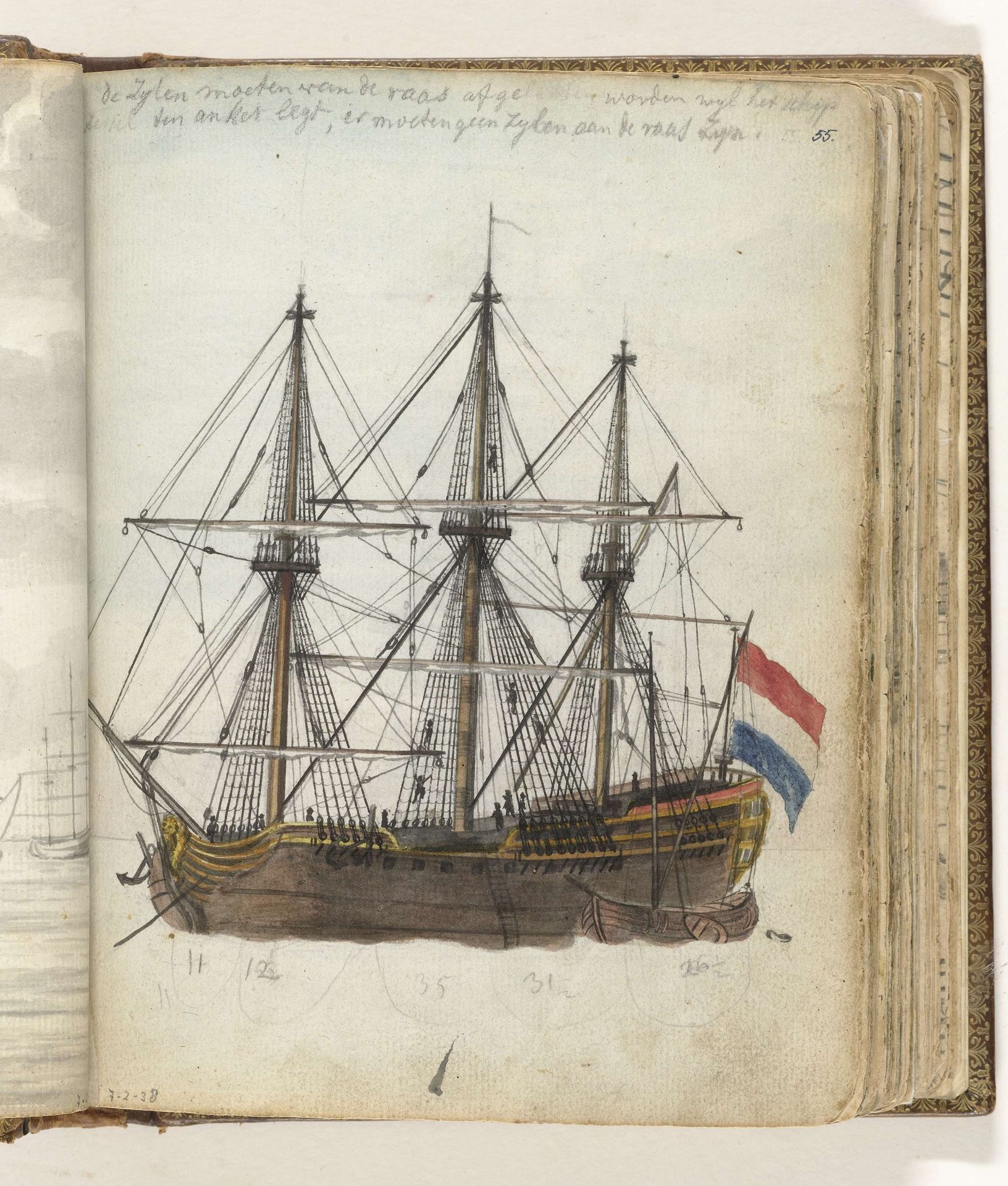 Oost-Indiëvaarder voor anker by Jan Brandes