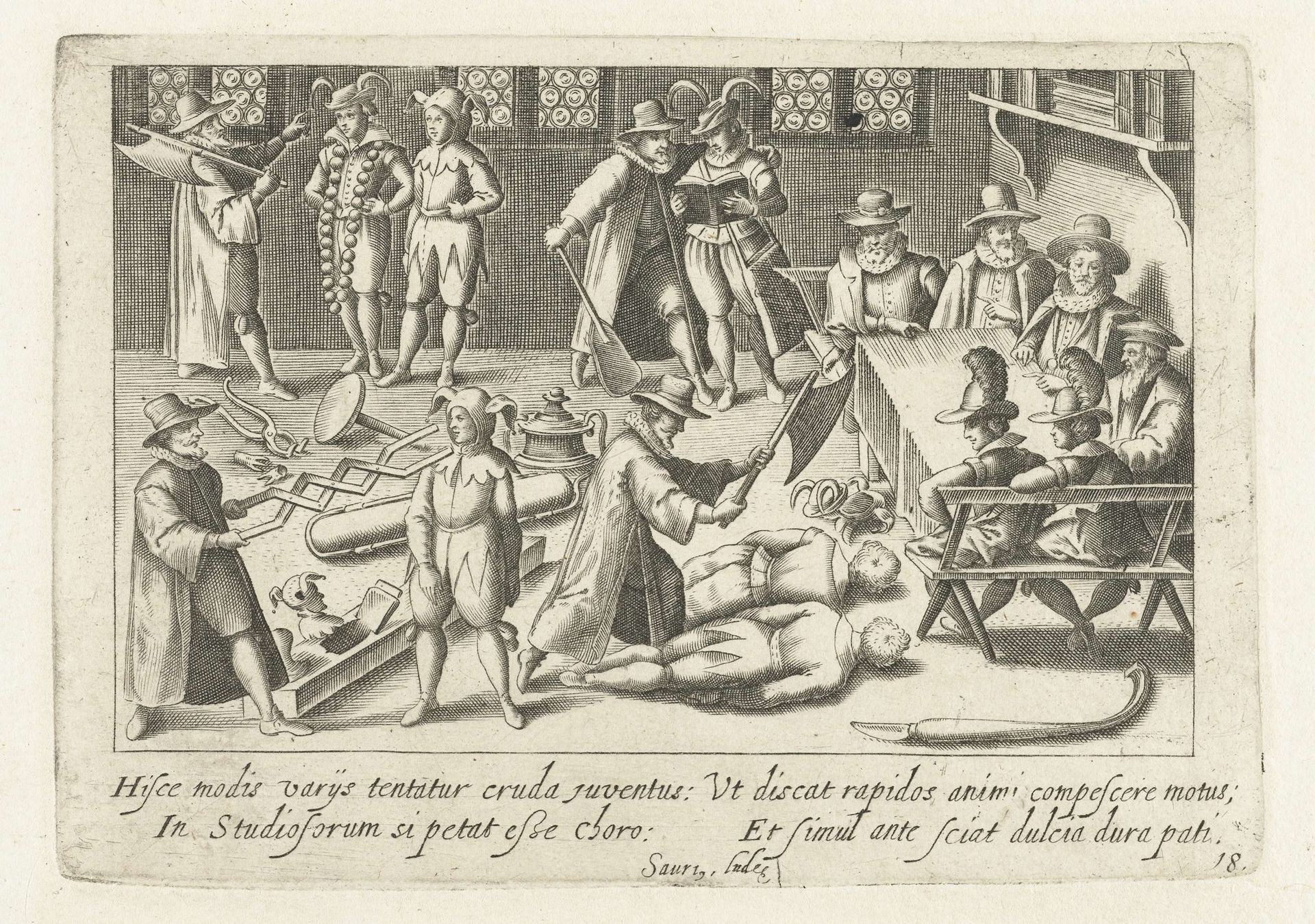 Jonge mannen veranderen van dwazen in goede studenten by Jacob van der Heyden