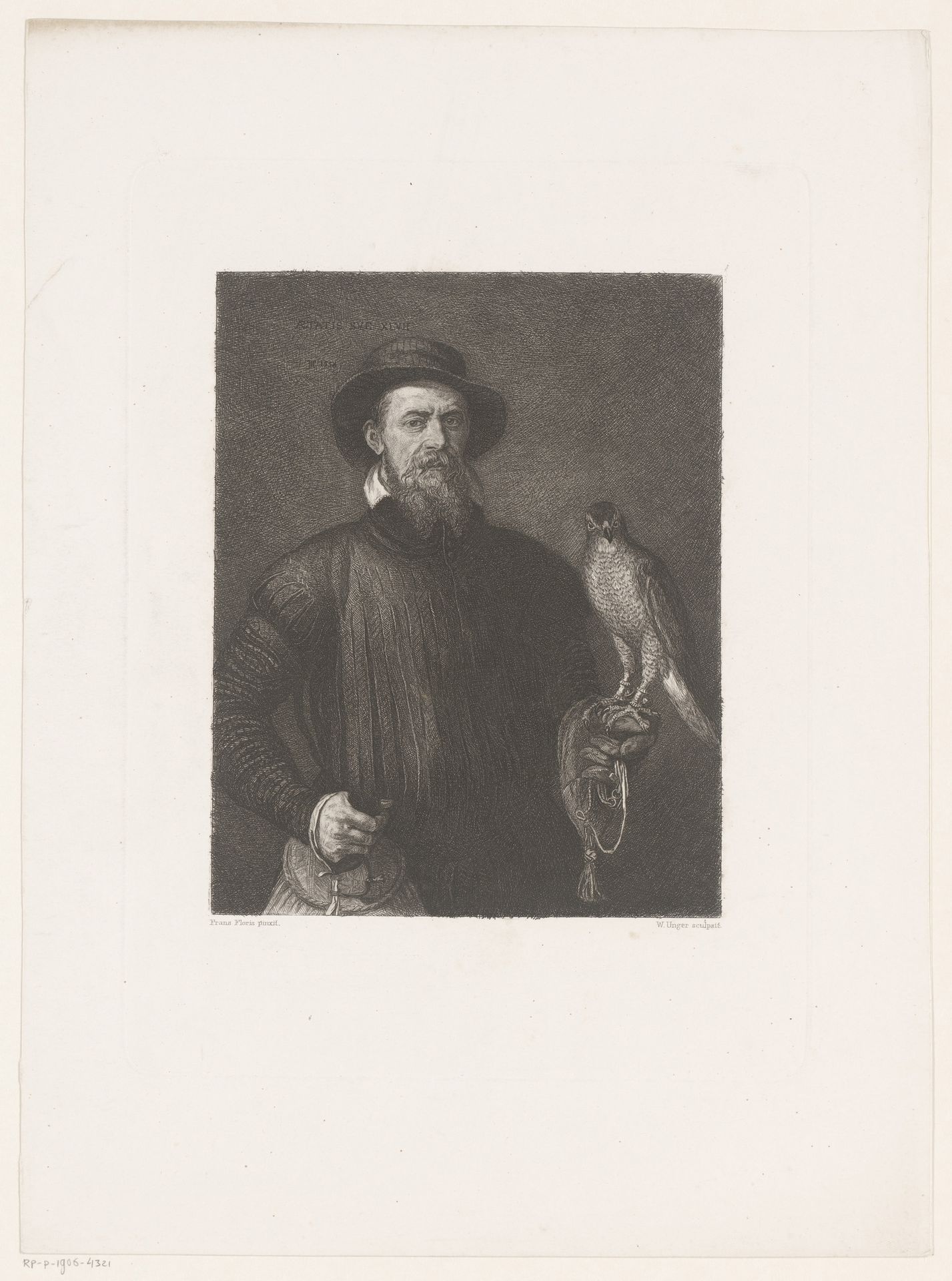 Portret van een onbekende man met een valk by William Unger