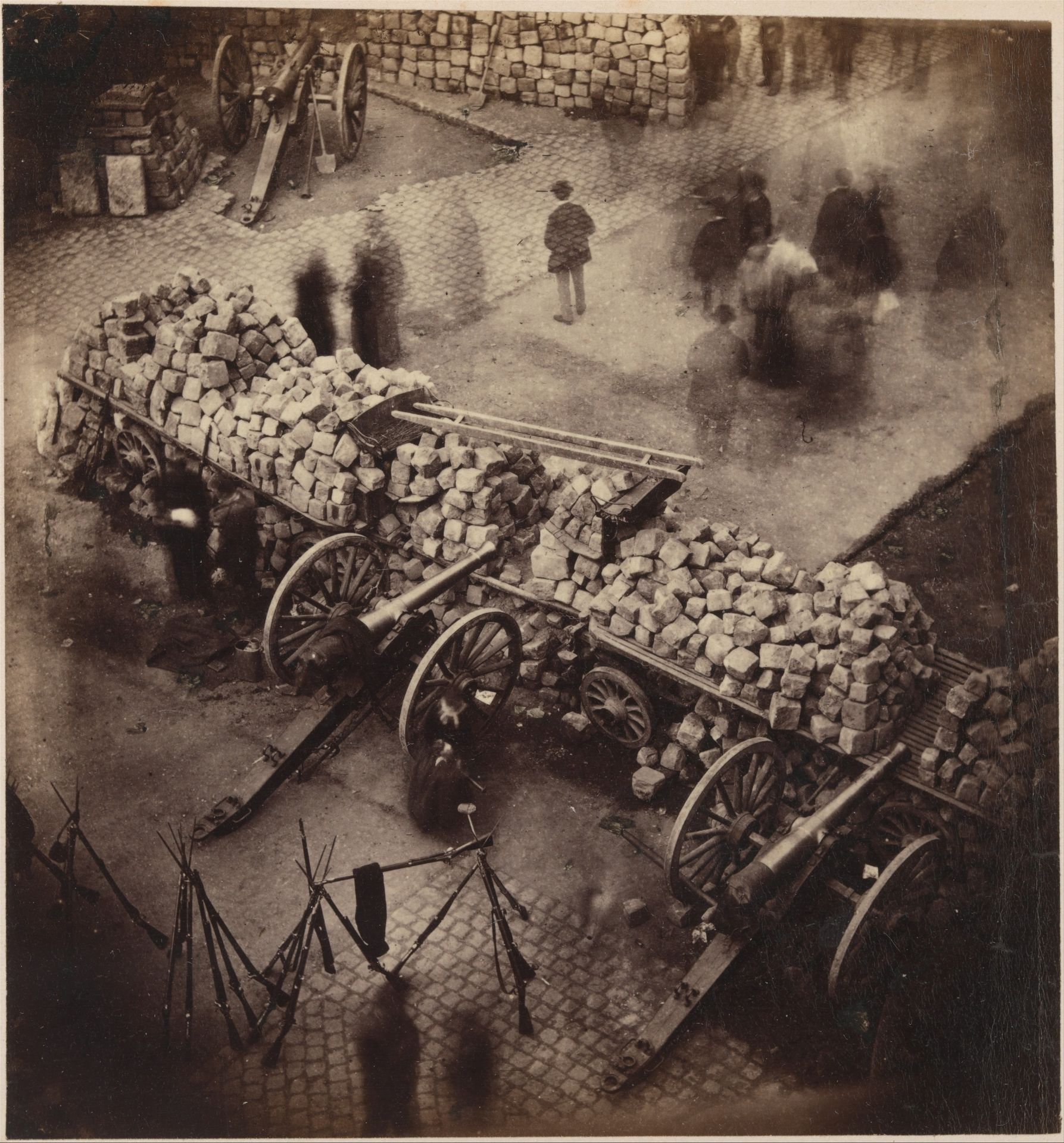 Barricades de la Commune, avril 71.  Coin de la place Hotel de Ville & de la rue de Rivoli by Pierre-Ambrose Richebourg