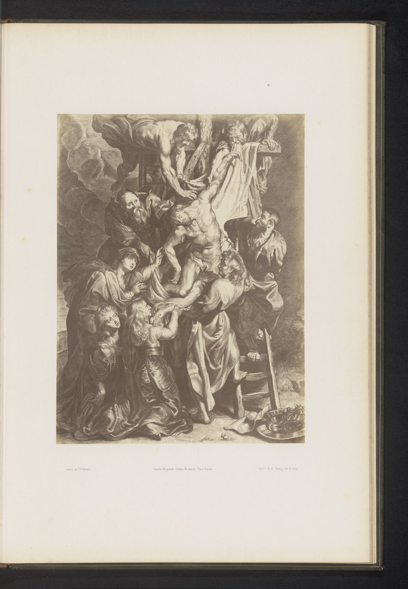 Fotoreproductie van een gravure van De kruisafneming door Lucas Vorsterman, naar het schilderij door Peter Paul Rubens by Jean Louis Bargignac