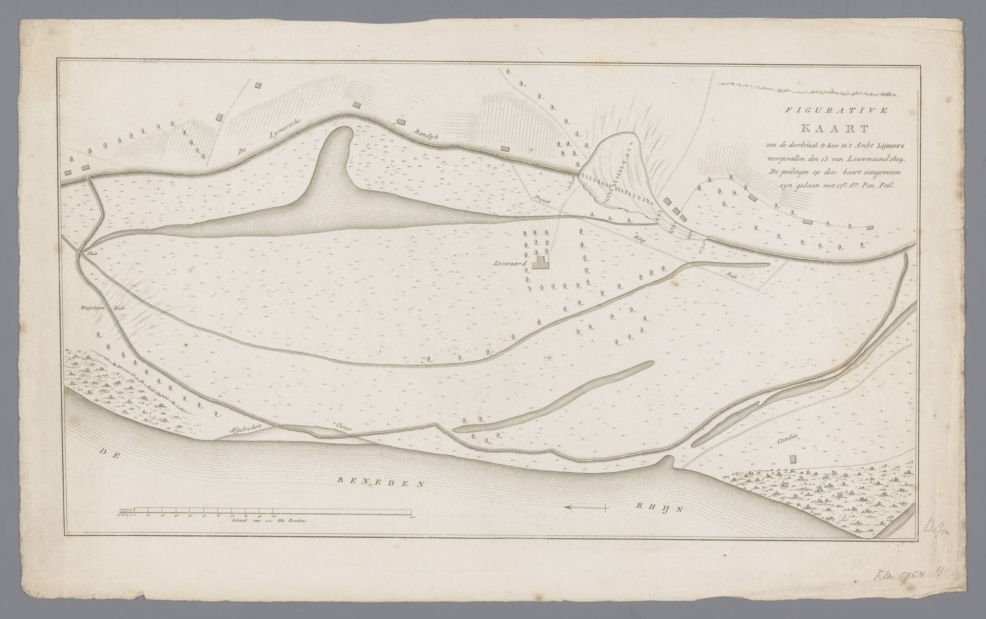 Kaart van dijkdoorbraak te Loo, 1809 by Anonymous