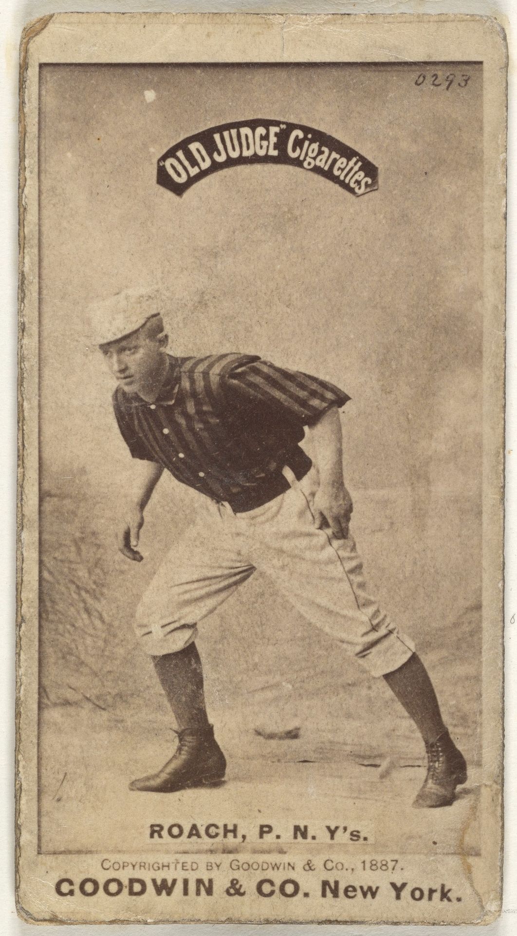 John F. Roach, Pitcher, New York, from the Old Judge series (N172) for Old Judge Cigarettes by Goodwin & Company