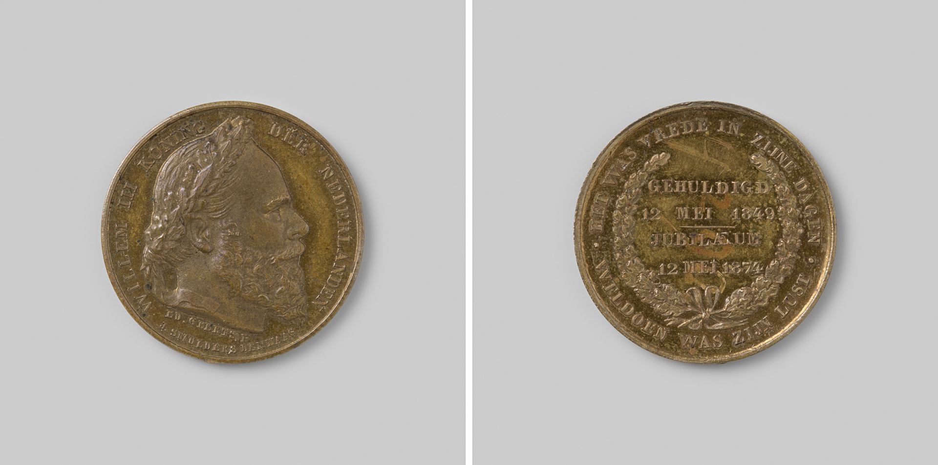 Vijfentwintigjarig regeringsjubileum van Willem III, koning der Nederlanden by Edouard Louis Geerts