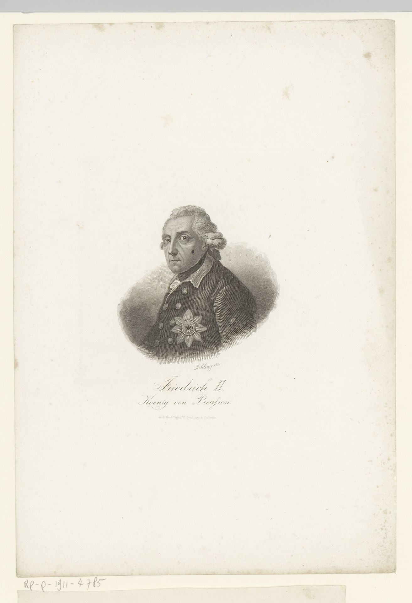 Portret van Frederik de Grote by Lazarus Gottlieb Sichling