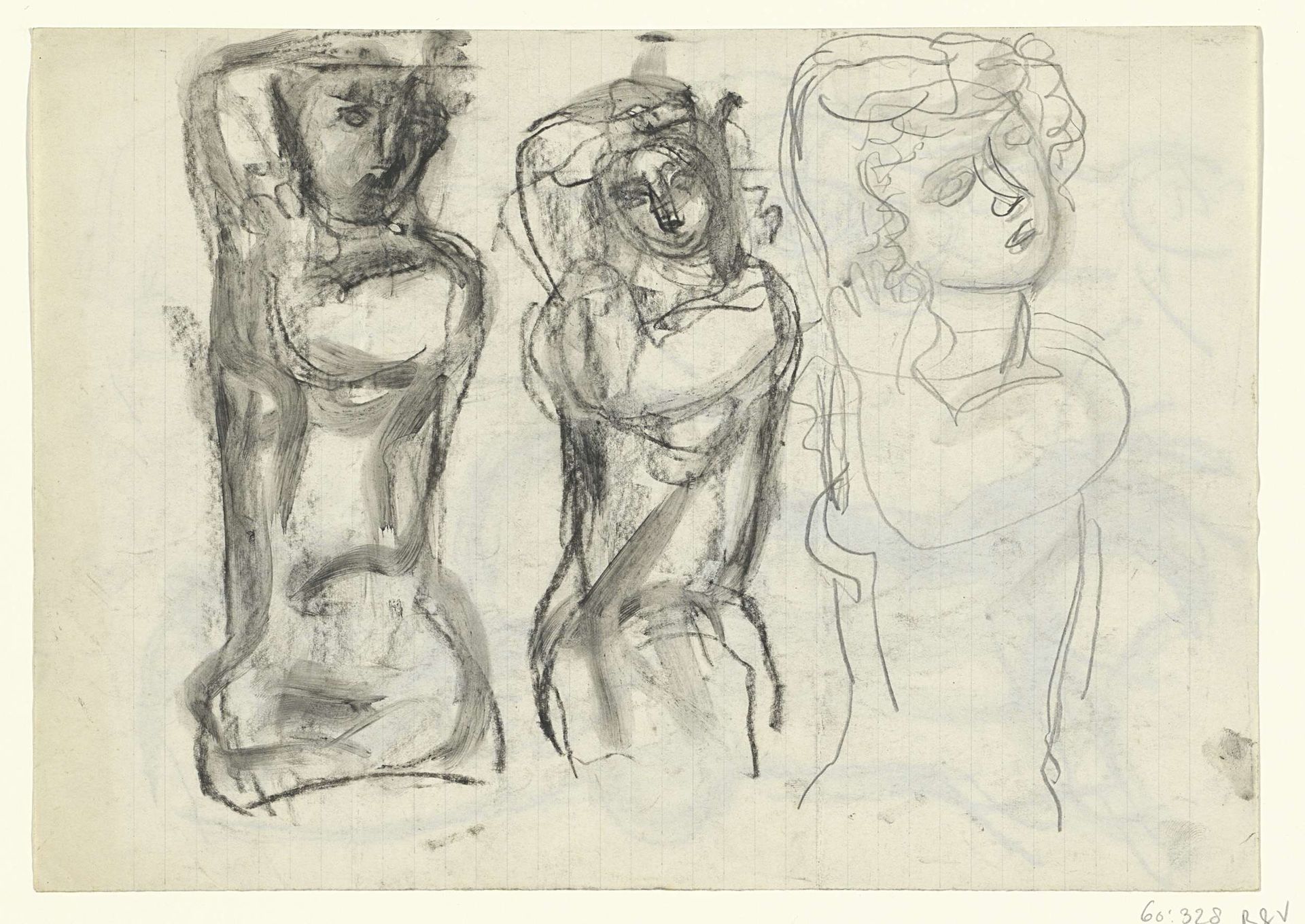 Drie naakte vrouwen by Leo Gestel