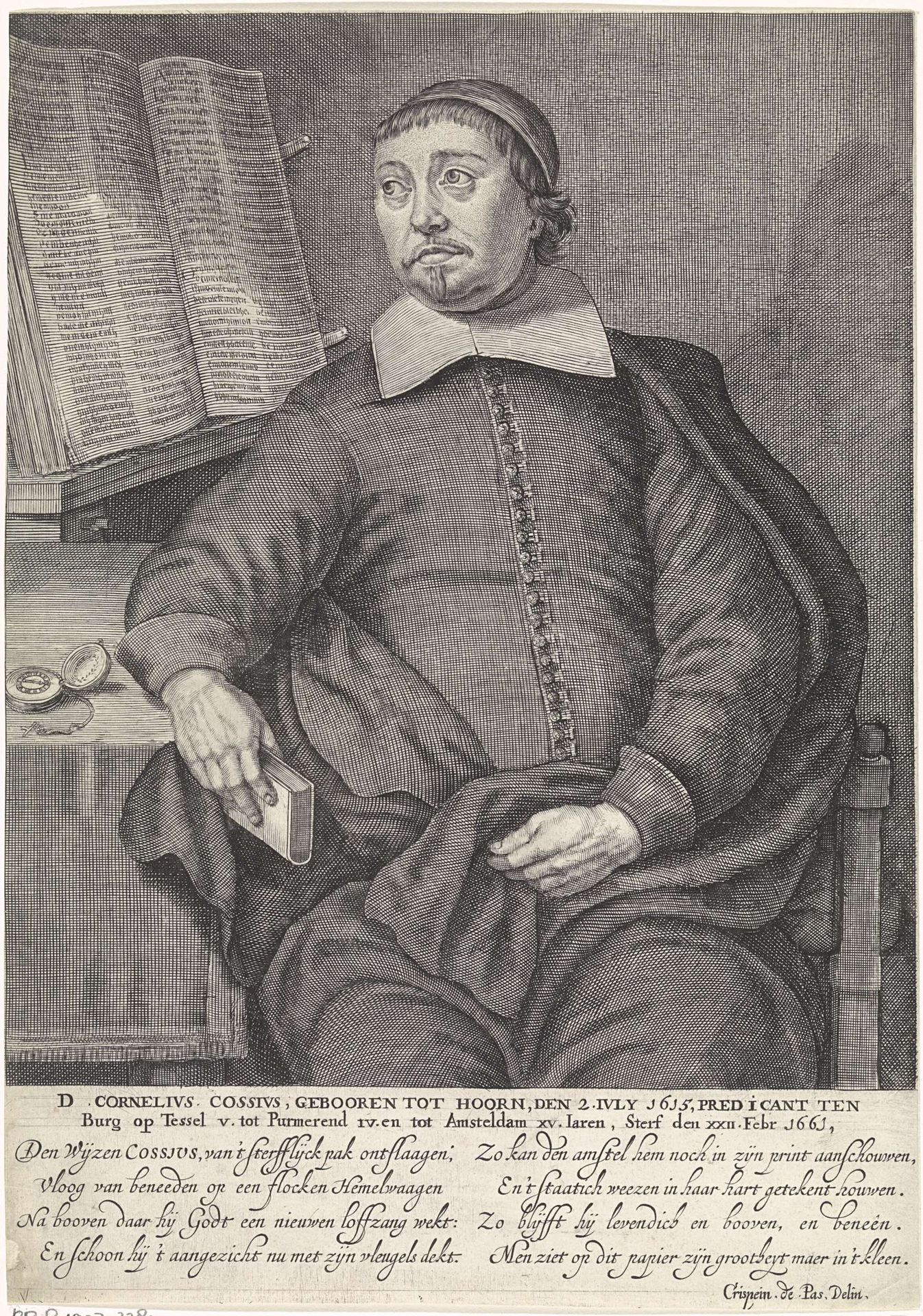 Portret van Cornelius Cossius by Crispijn van de (II) Passe